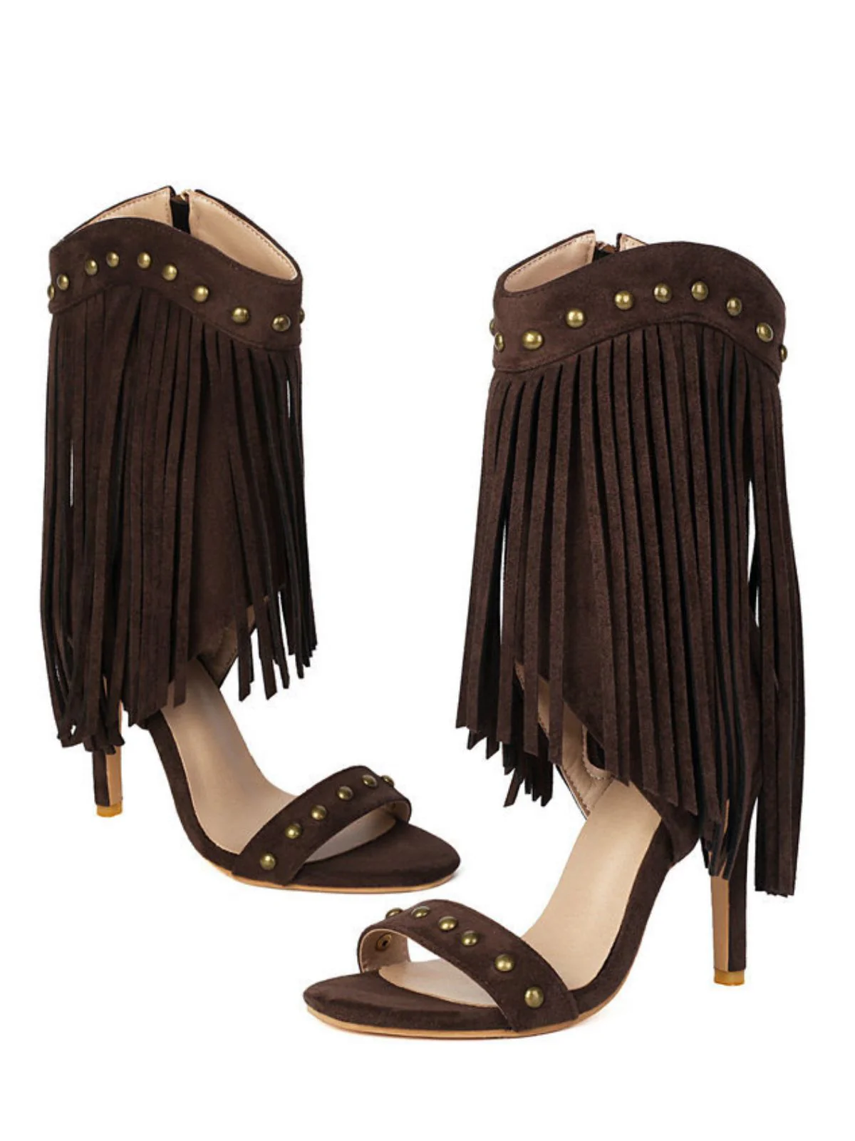 Vintage Tassel Studded Stiletto Boots - Image 7