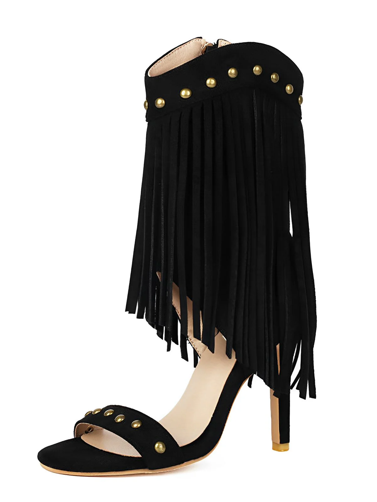 Vintage Tassel Studded Stiletto Boots - Image 8