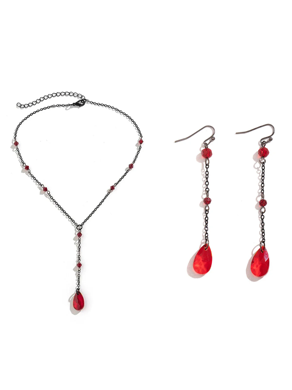 Vintage Teardrop Chain Punk Earrings & Necklace - Image 5