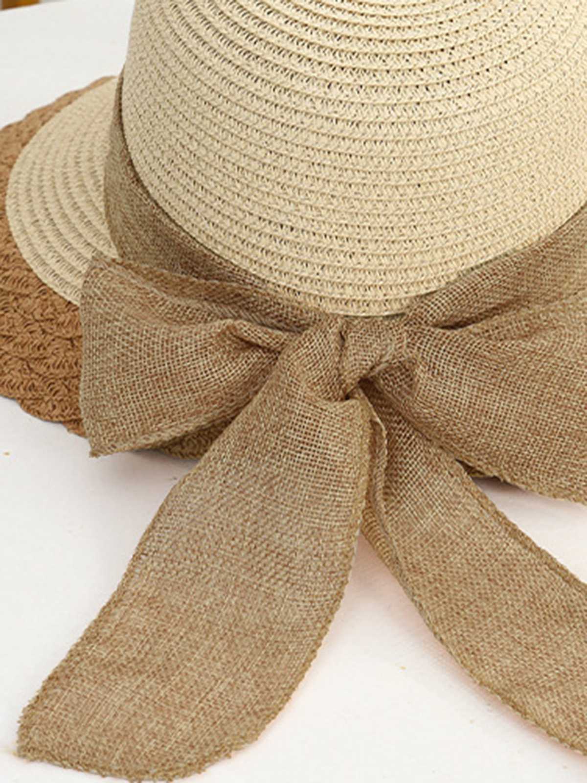 Vintage Two-Tone Straw Sun Hat - Image 4