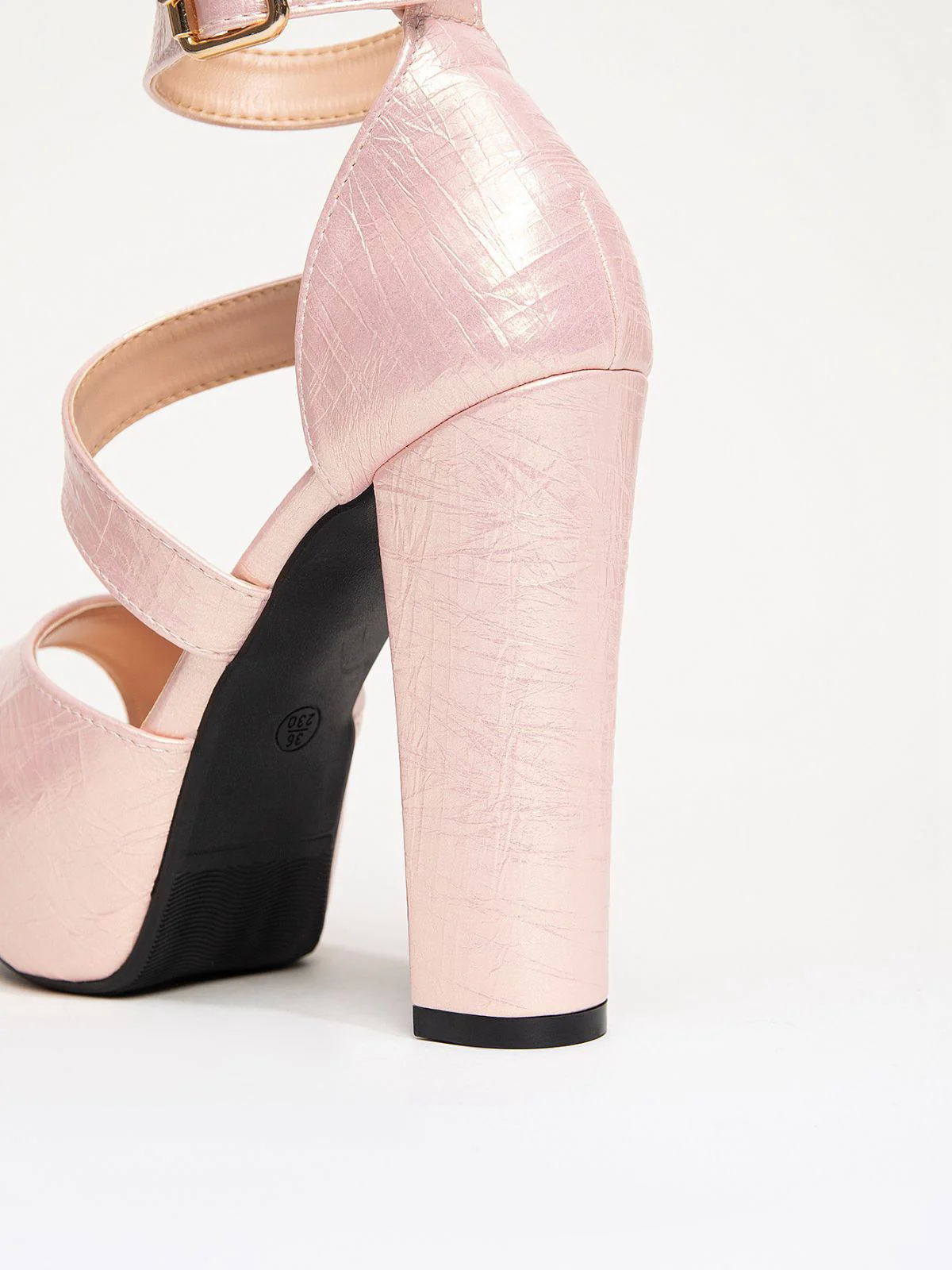 Vintage Valentine's Day PU Leather Chunky High Heels - Image 4