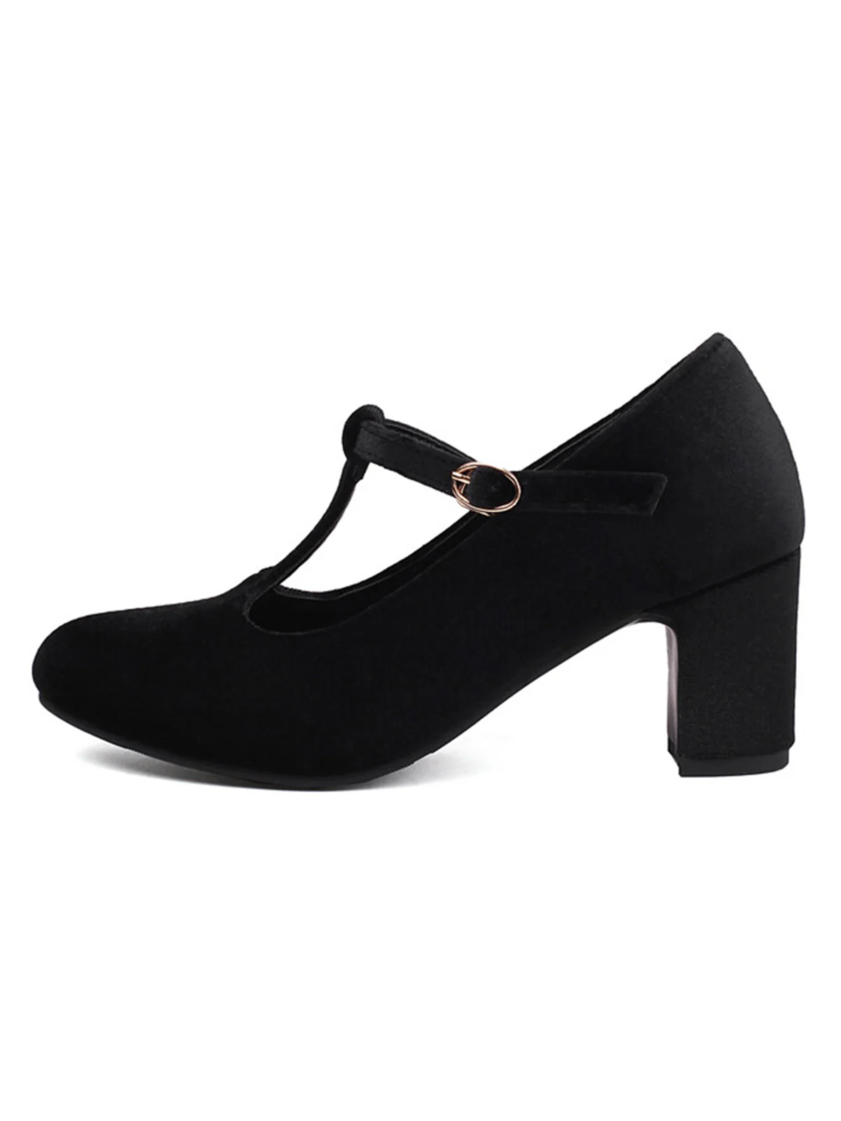 Vintage Velvet T-Strap Chunky Heel Shoes - Image 10