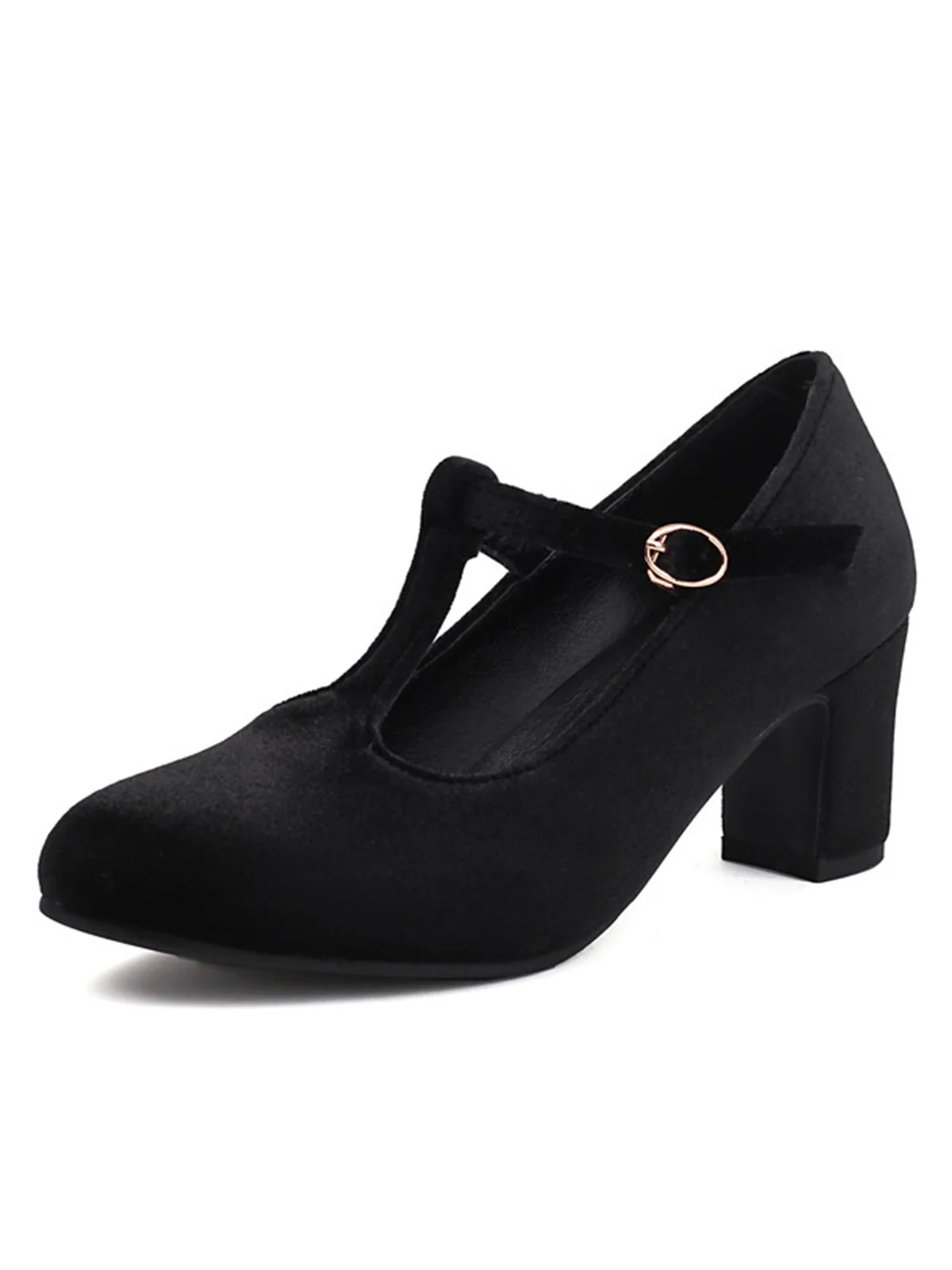 Vintage Velvet T-Strap Chunky Heel Shoes - Image 11