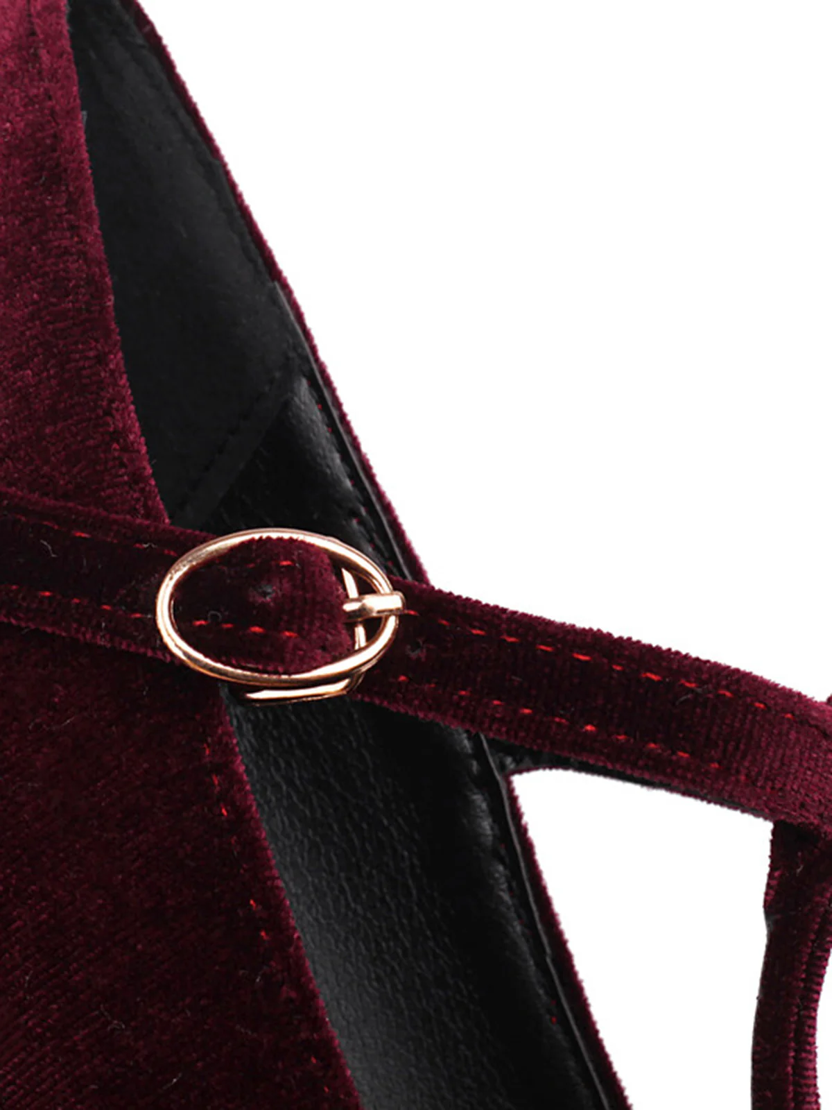 Vintage Velvet T-Strap Chunky Heel Shoes - Image 4