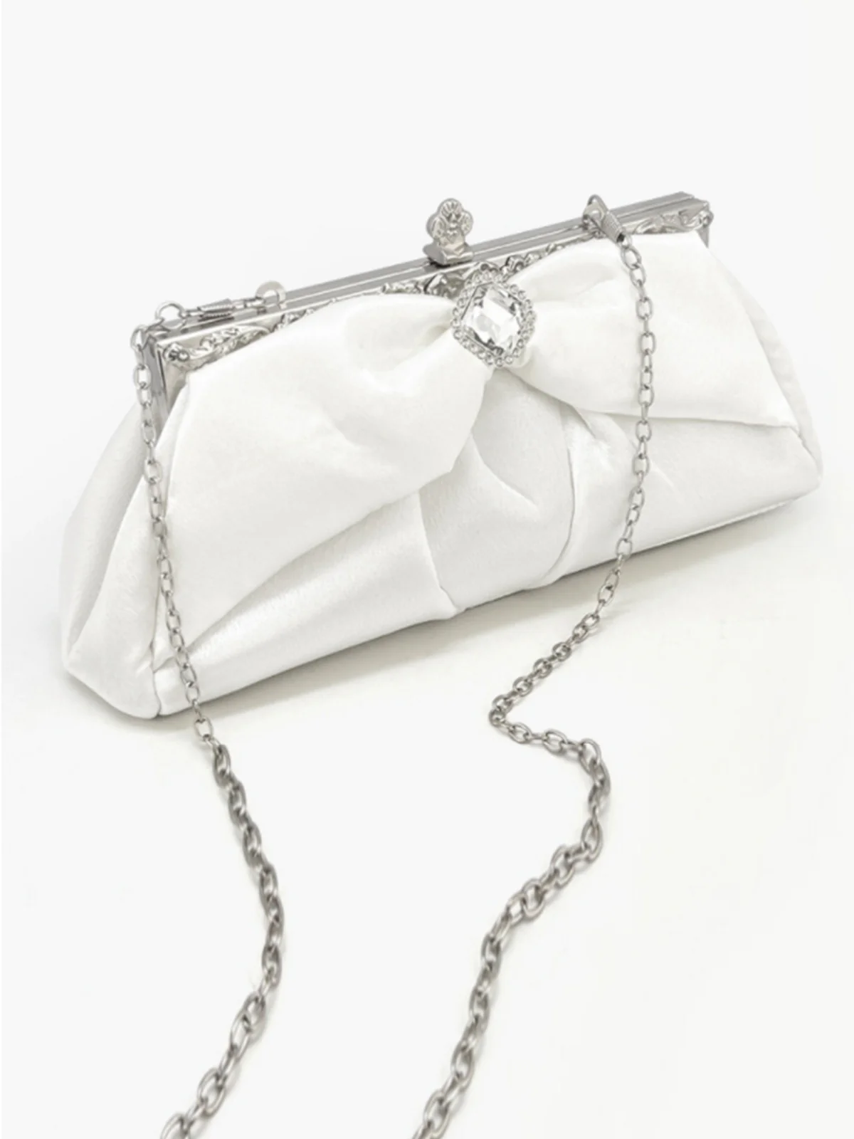Vintage White Pleated Evening Clutch Bag - Image 3