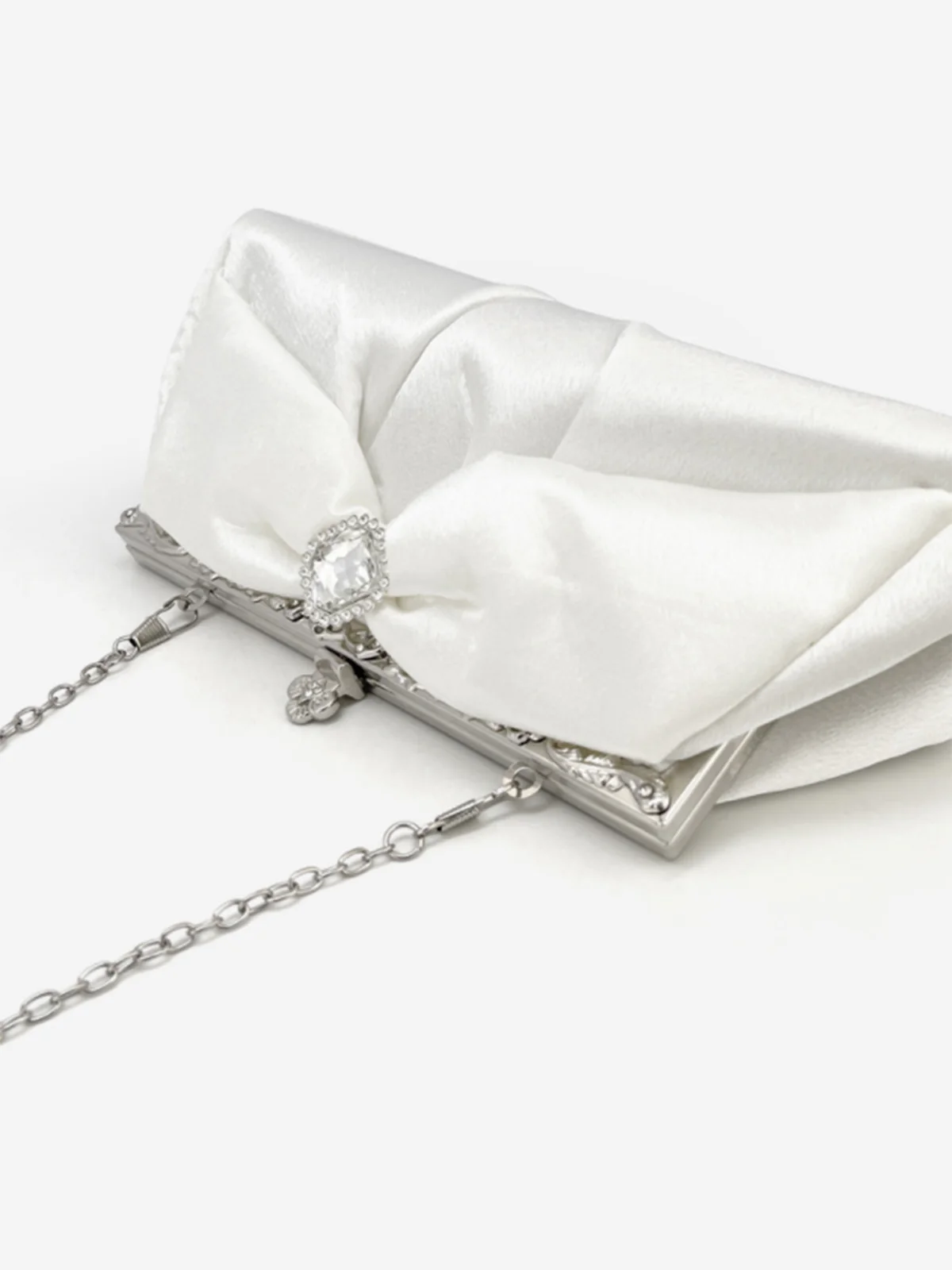 Vintage White Pleated Evening Clutch Bag - Image 4