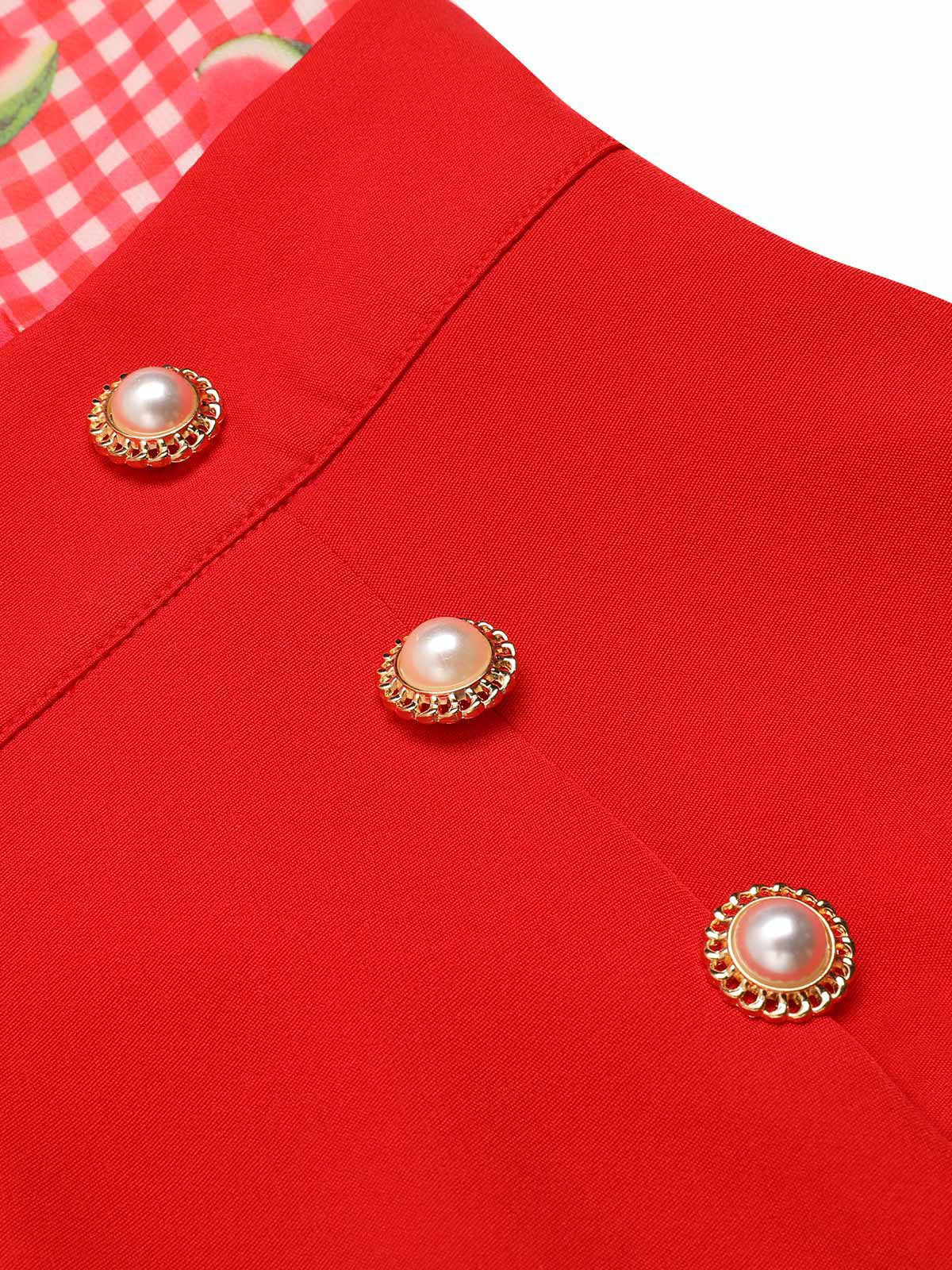 Watermelon Red 1950s Halter Patchwork Romper - Image 7