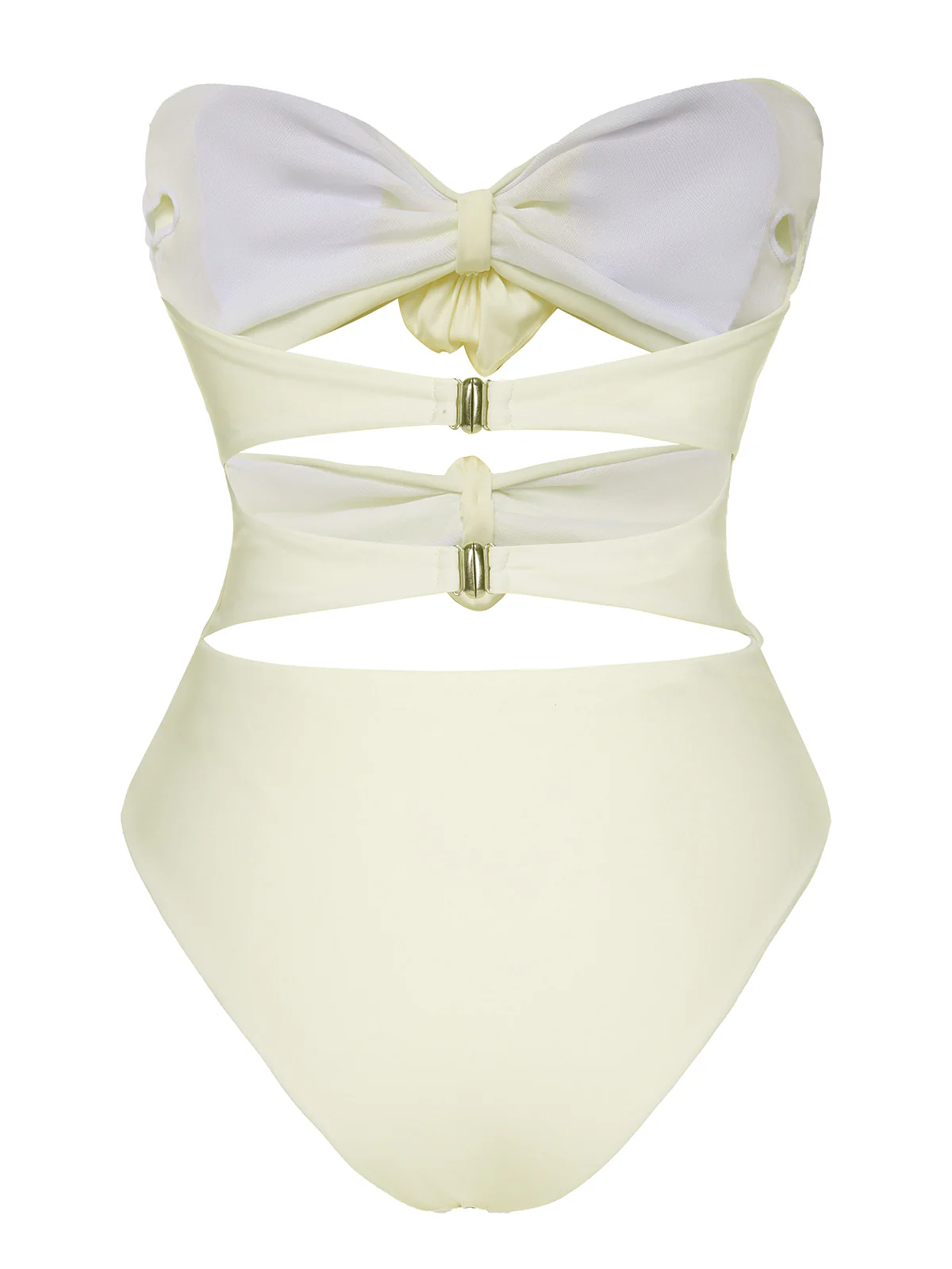 White 1930S 3D Flowers Hollow Bandeau Swimsuit - Image 3