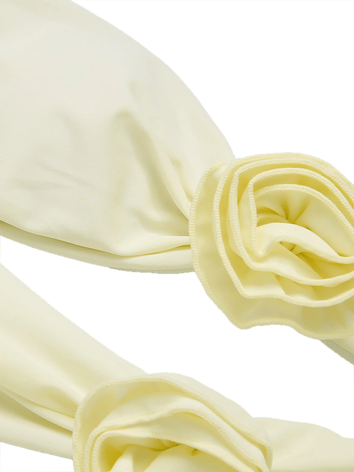 White 1930S 3D Flowers Hollow Bandeau Swimsuit - Image 4
