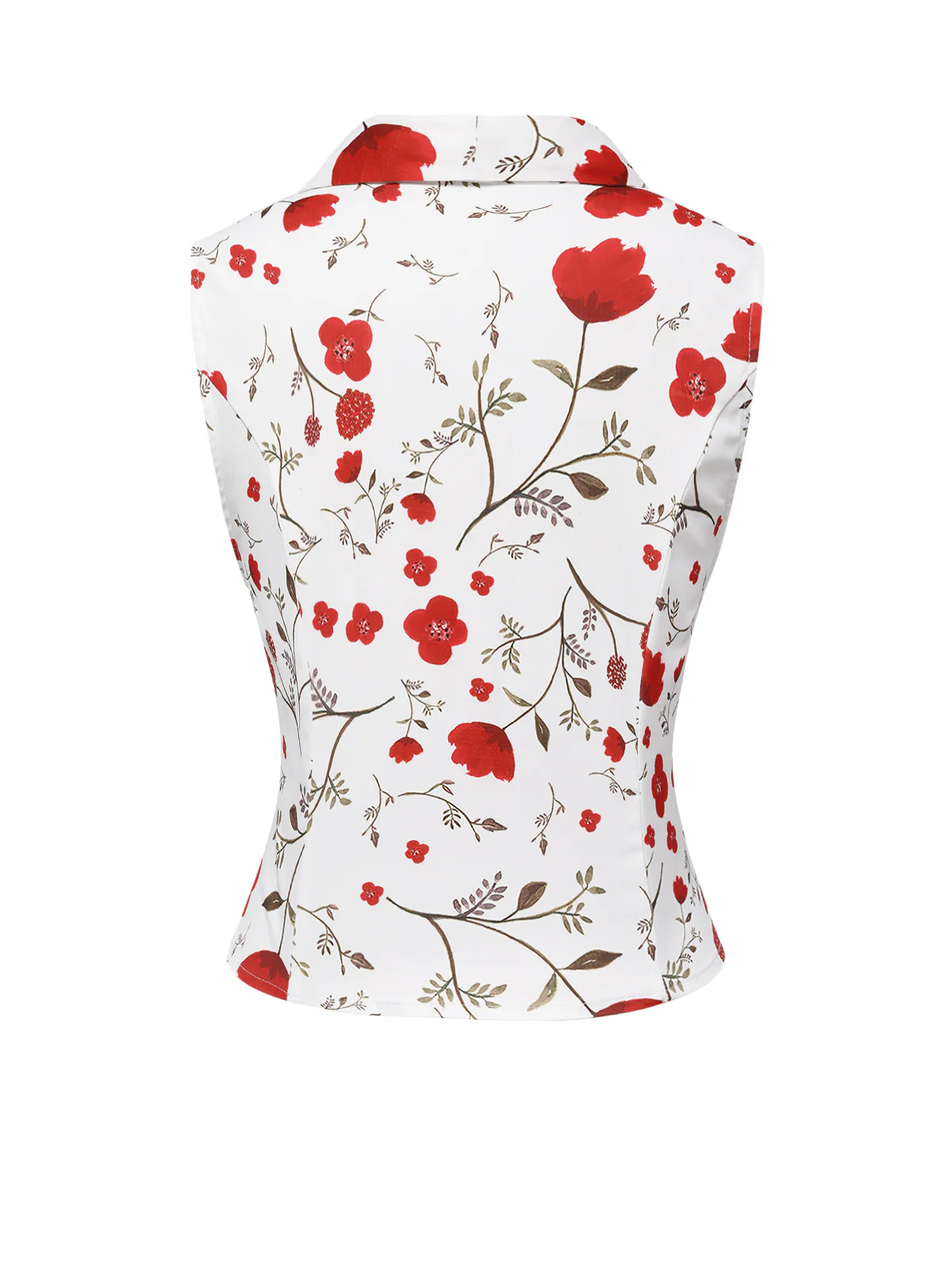 White 1930s Floral Asymmetric Lapel Top - Image 5