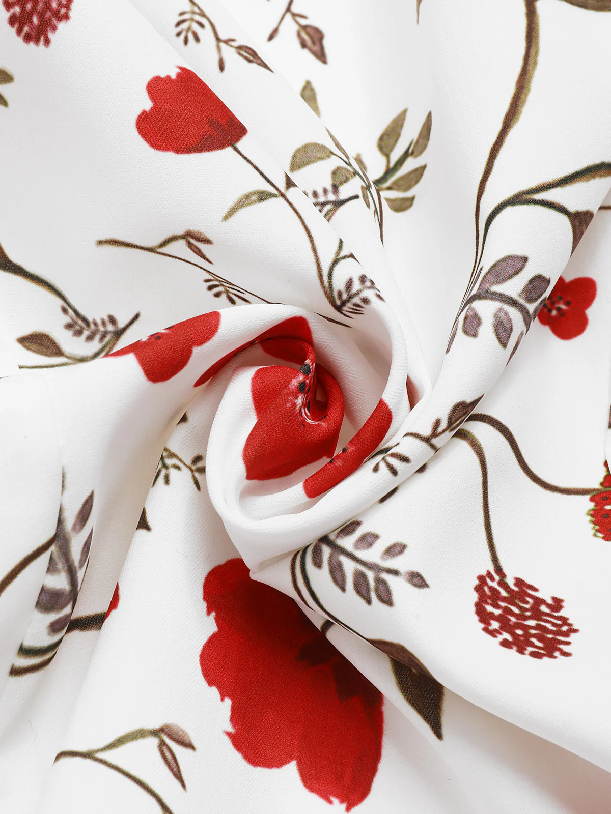 White 1930s Floral Asymmetric Lapel Top - Image 6