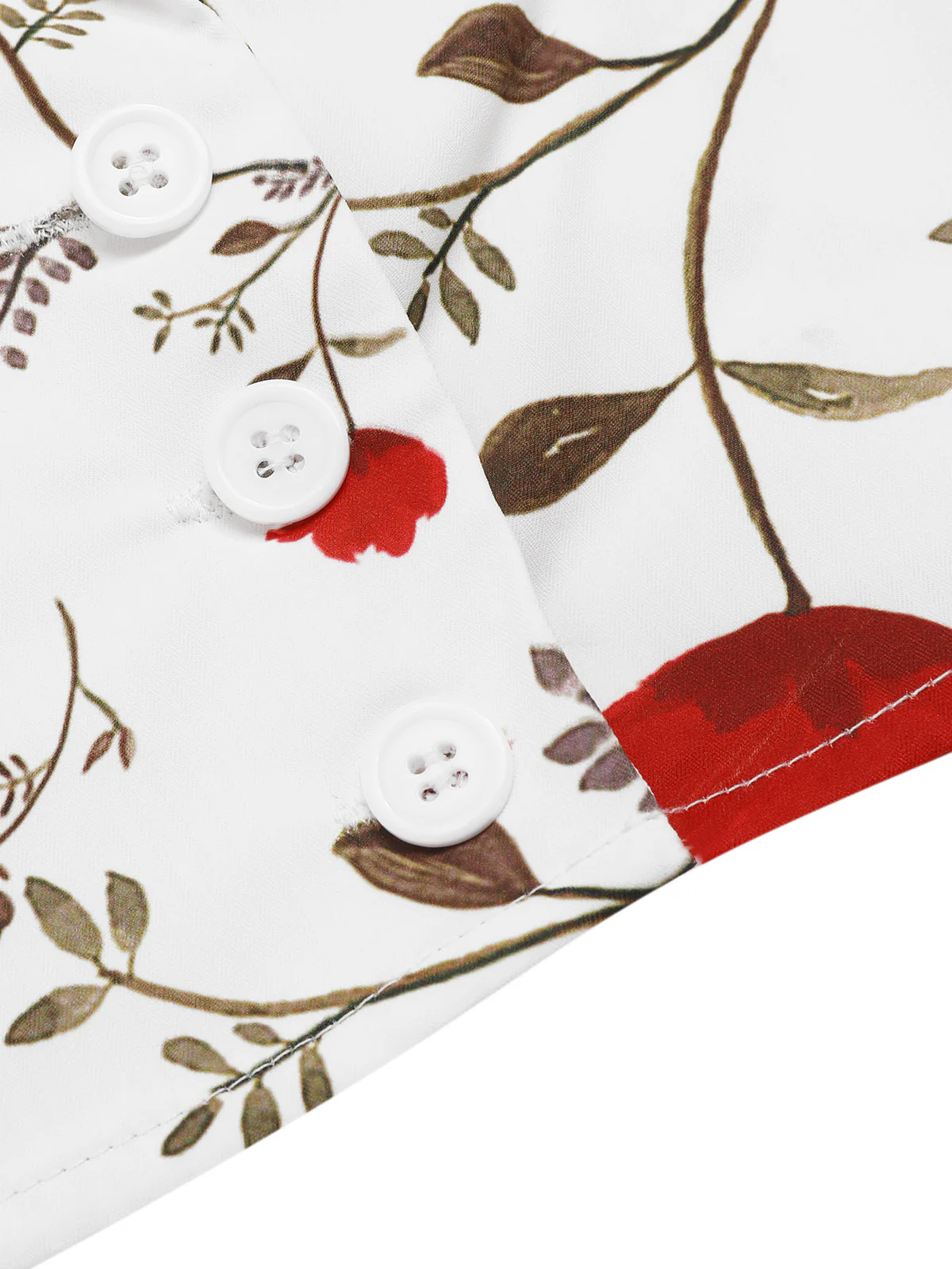White 1930s Floral Asymmetric Lapel Top - Image 8