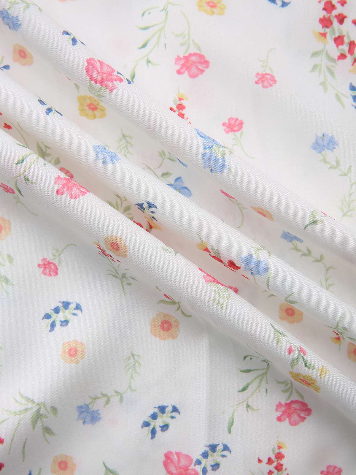 White 1930s Floral Square Neck Puff Sleeve Dress - Image 8