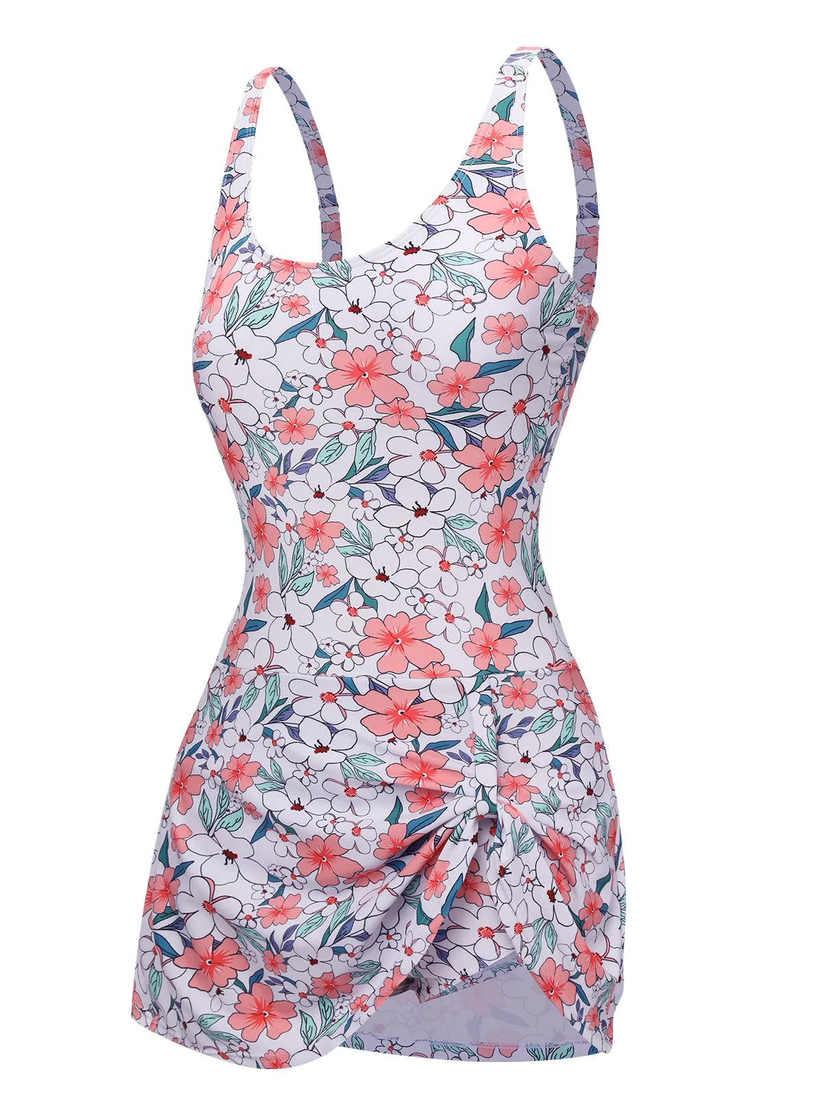 White 1930s Floral Wide Strap Swimsuit - Image 2
