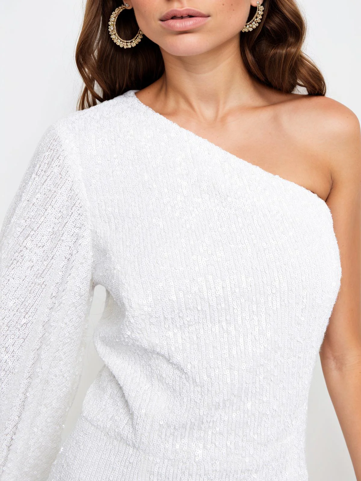 White 1930s One Shoulder Asymmetric Raw Edge Dress - Image 2