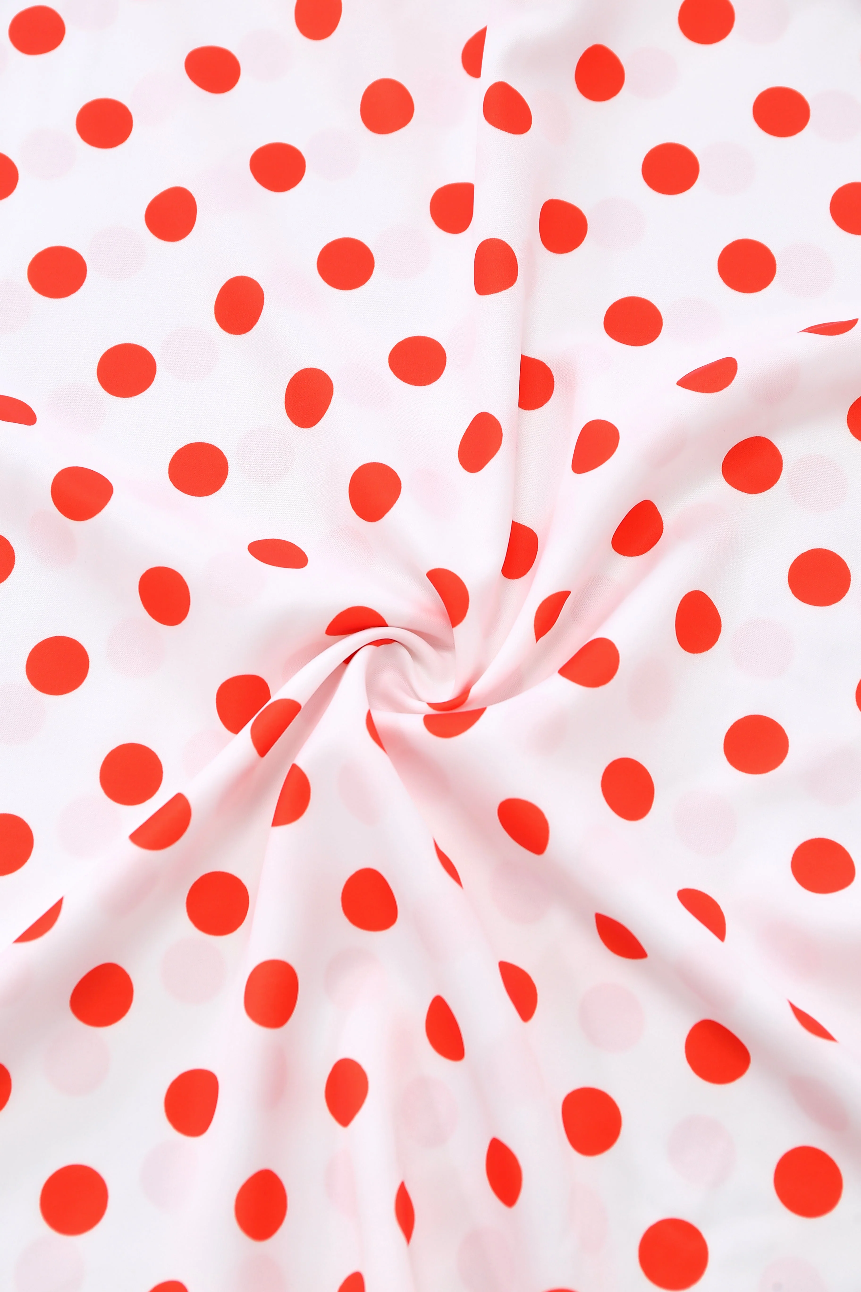 White 1930s Red Polka Dots Off-Shoulder Ruffle Maxi Dress - Image 6