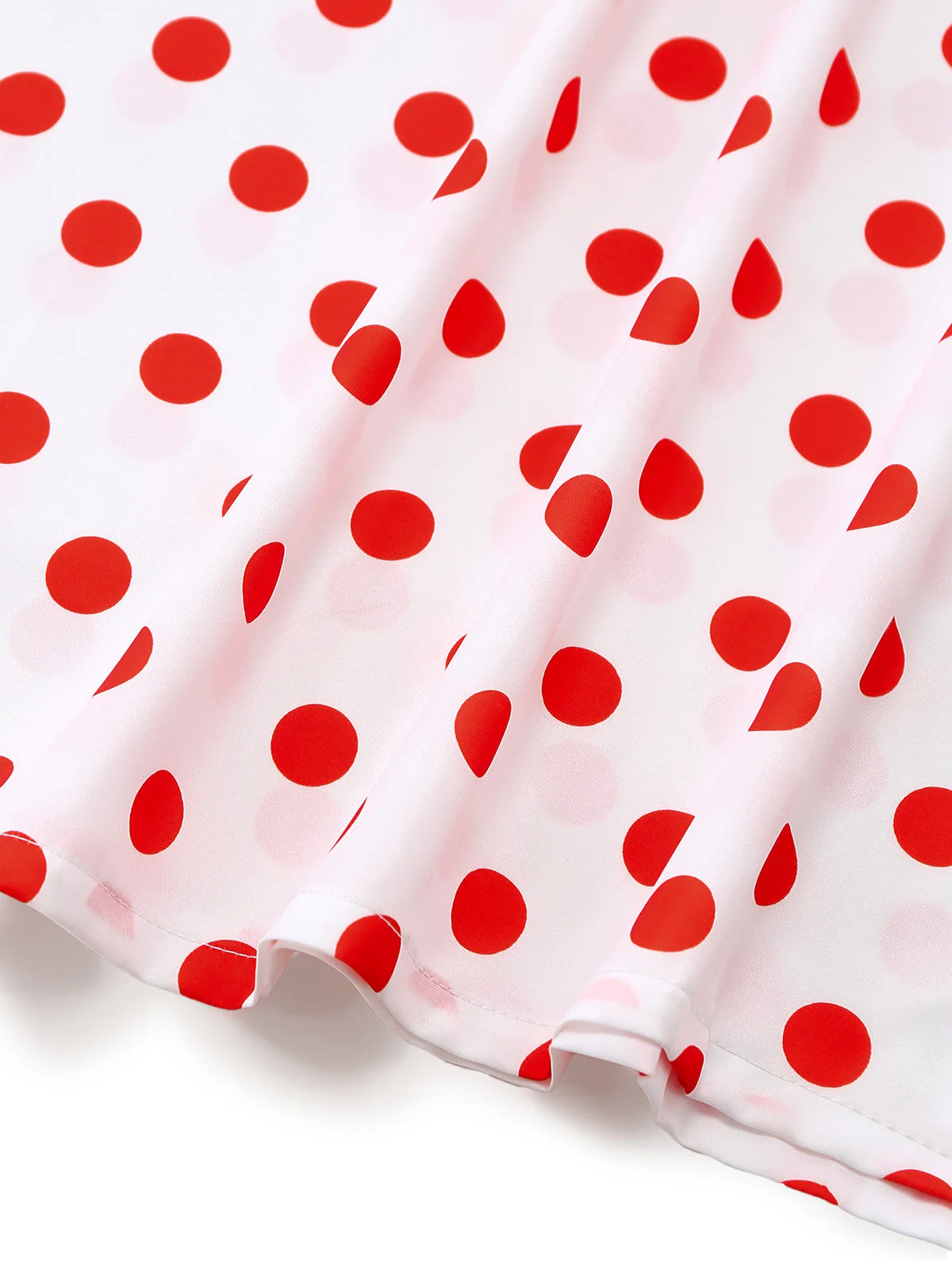 White 1930s Red Polka Dots Off-Shoulder Ruffle Maxi Dress - Image 7