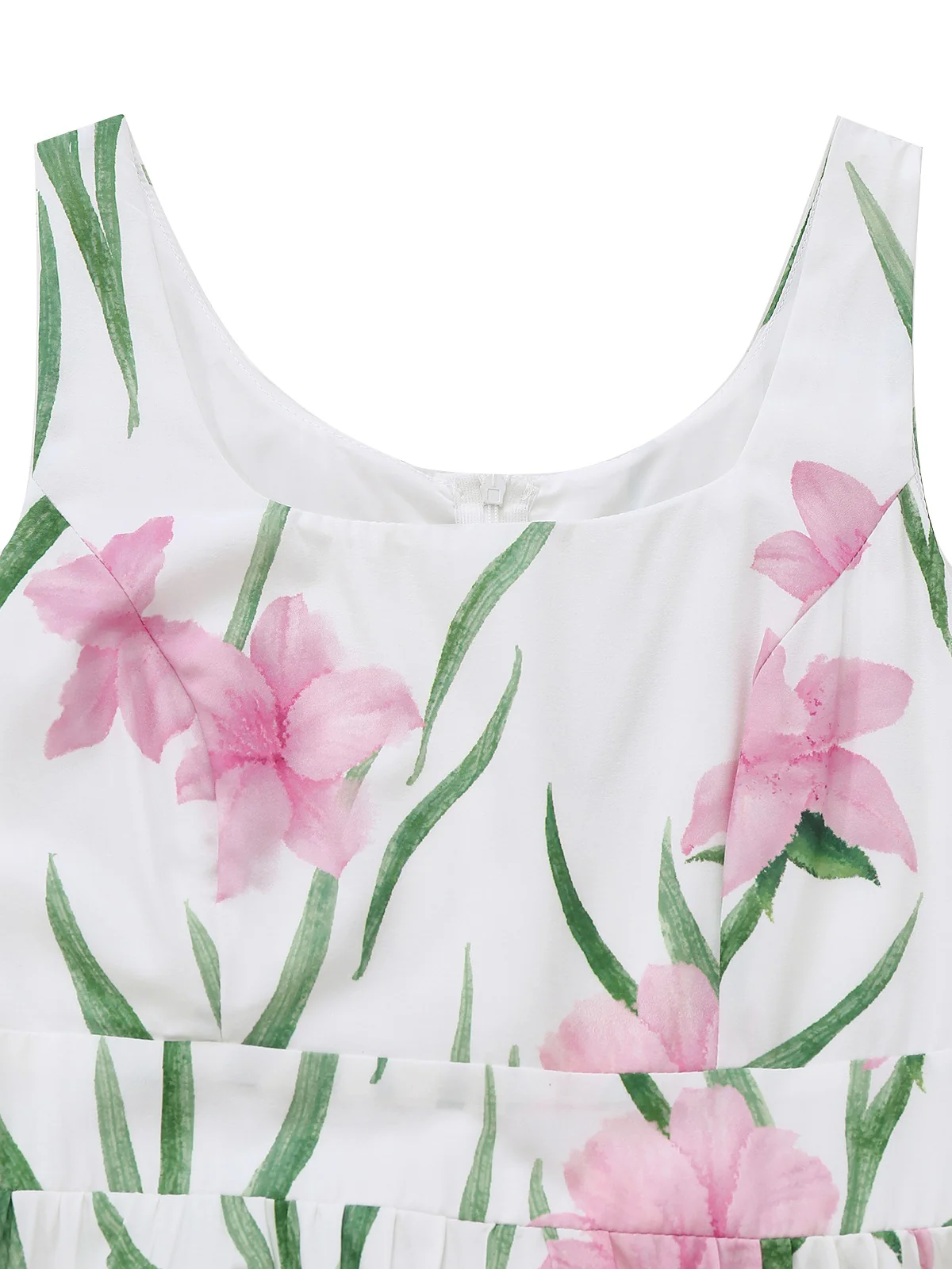White 1930s Scoop Neck Floral Sleeveless Maxi Dress - Image 3