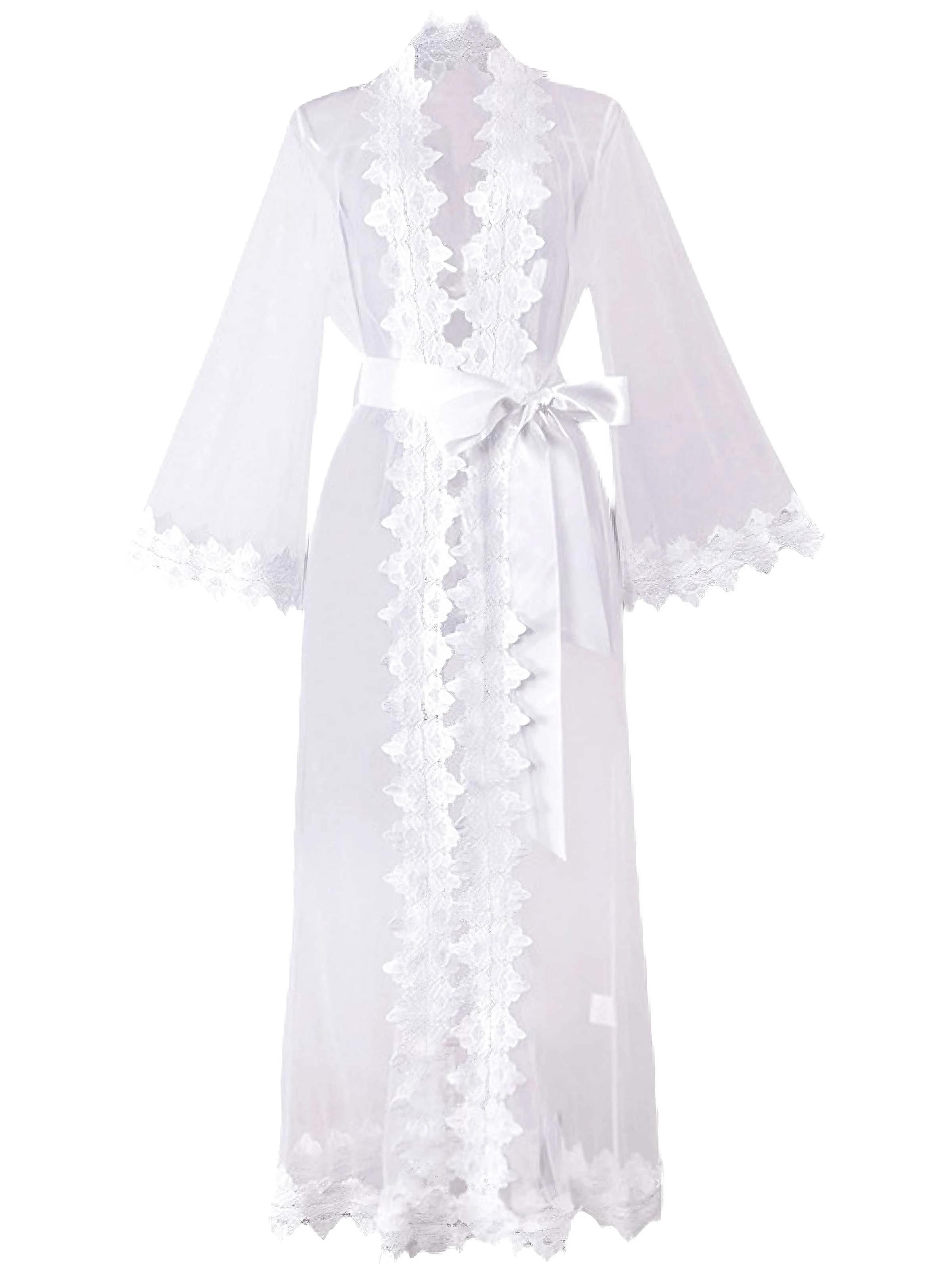 White 1930s Sheer Mesh Lace Nightdress Set - Image 2