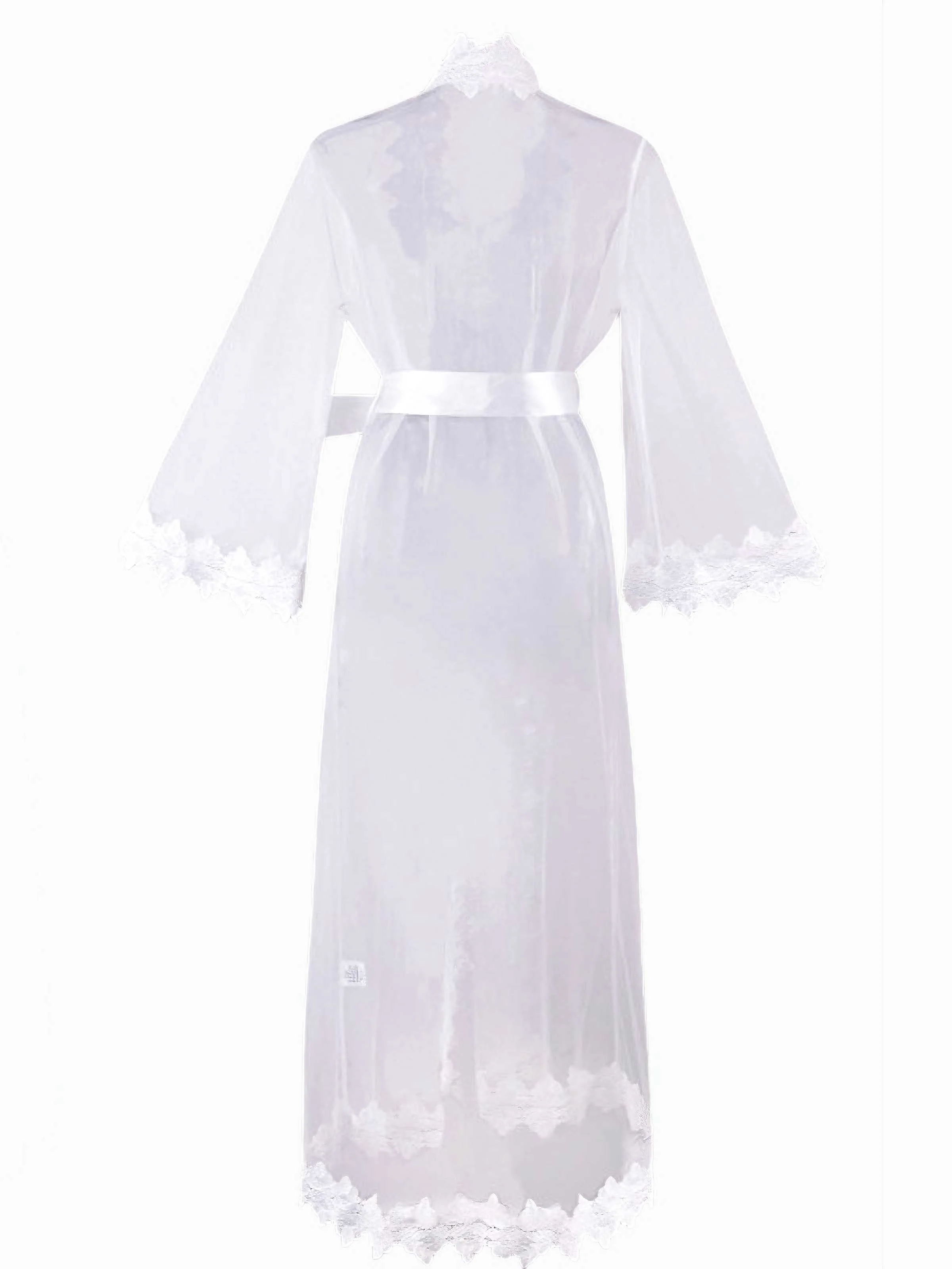 White 1930s Sheer Mesh Lace Nightdress Set - Image 5