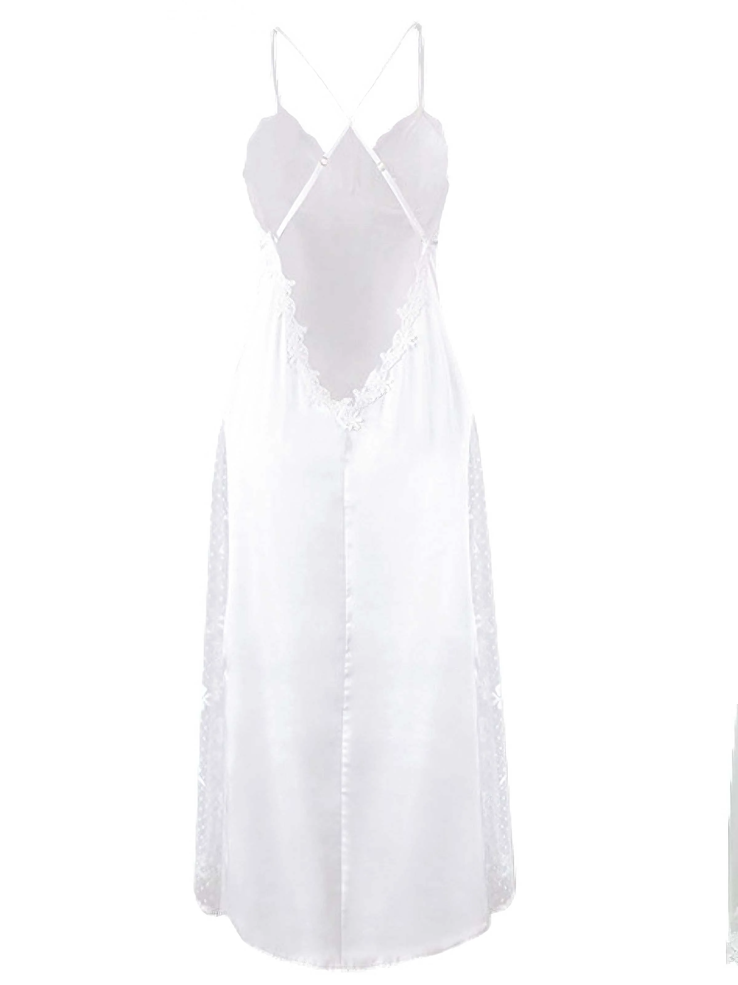 White 1930s Sheer Mesh Lace Nightdress Set - Image 7