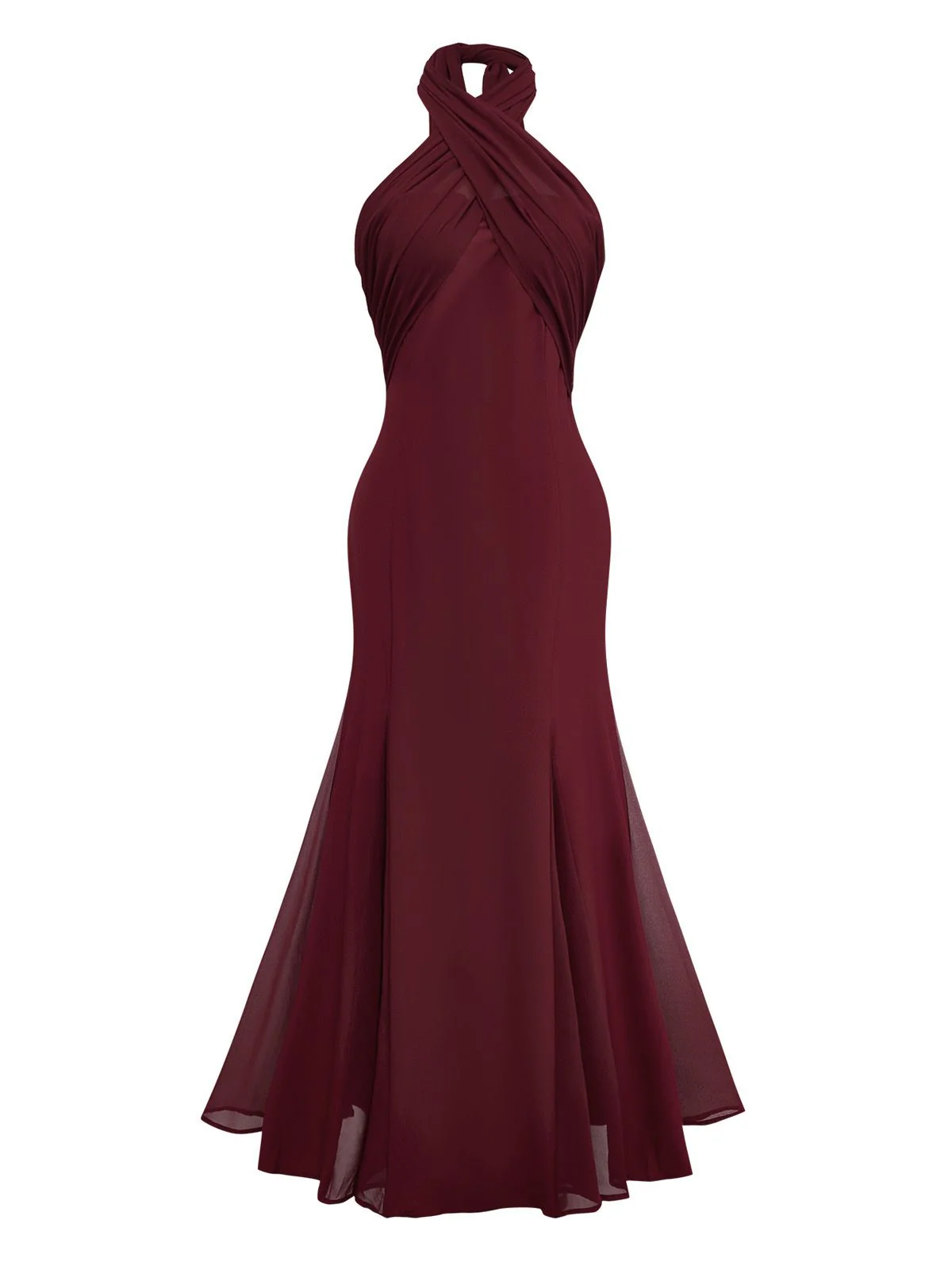 White 1930s Solid Chiffon Criss Cross Strapless Convertible Dress - Image 6
