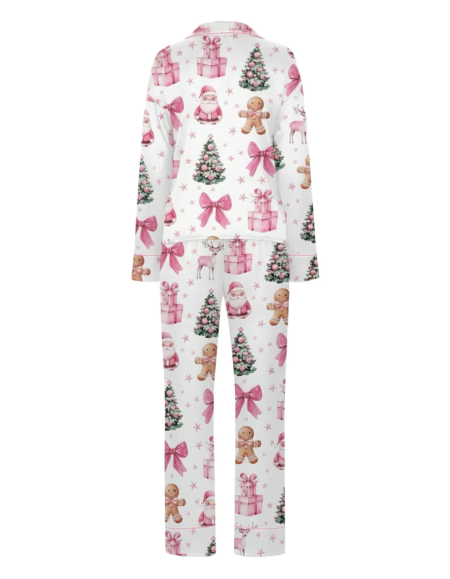 White 1940s Christmas Candy Canes Pajama Set - Image 2