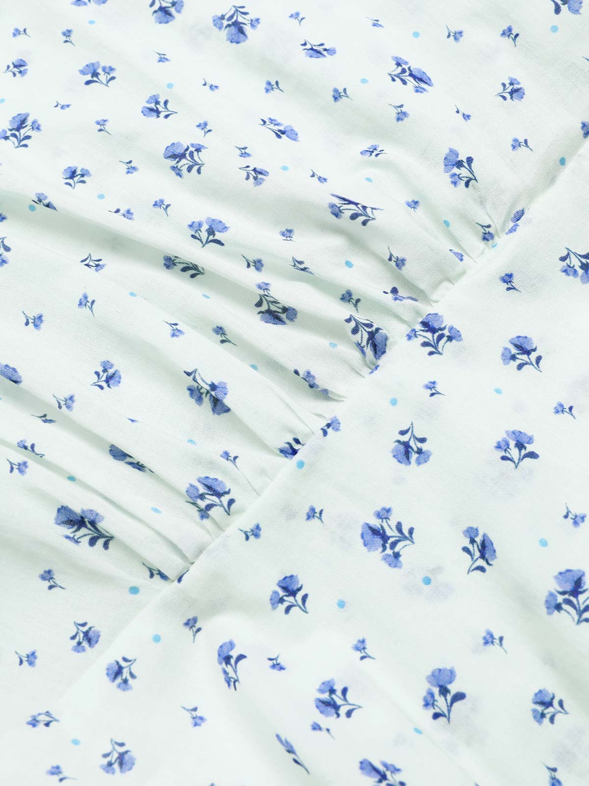 White 1940s Cotton Slanted Tie Floral Dress - Image 8