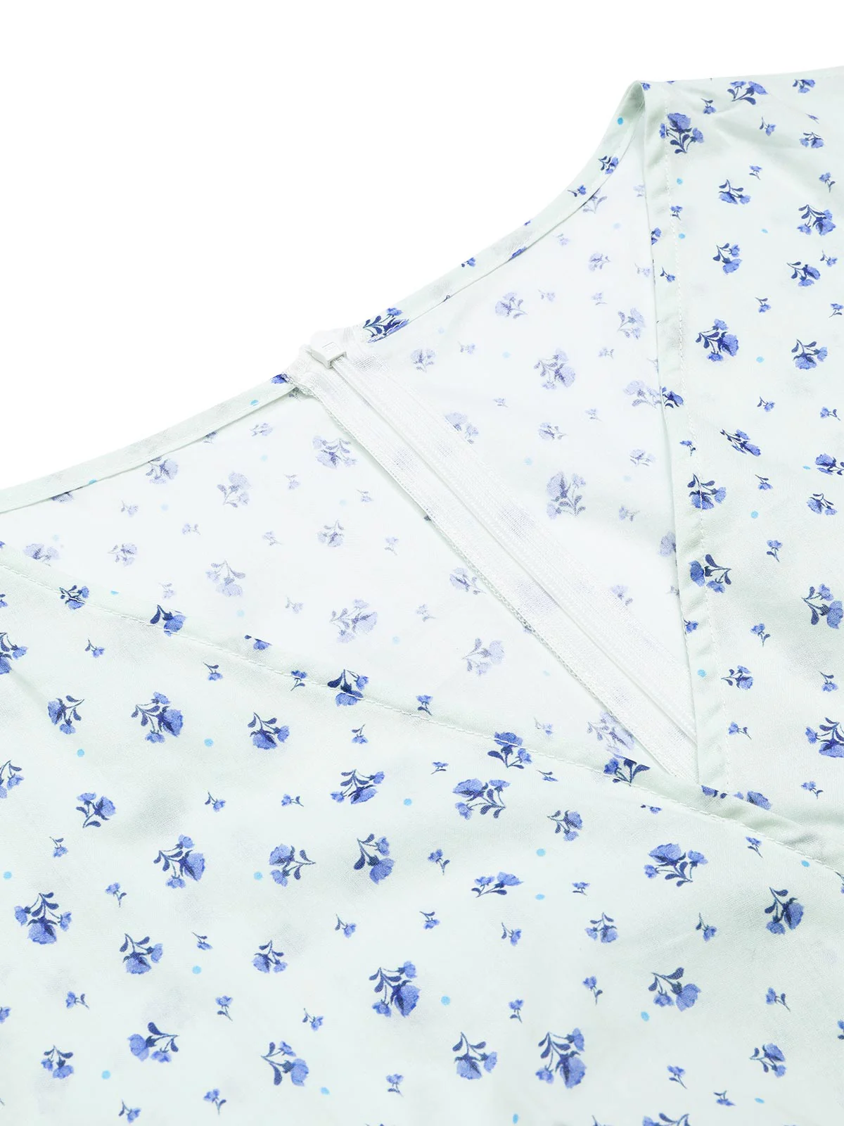 White 1940s Cotton Slanted Tie Floral Dress - Image 9