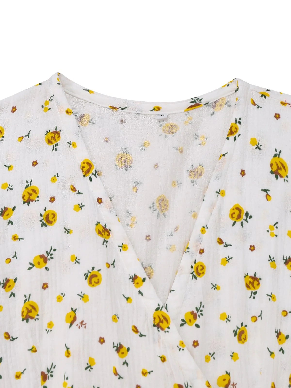 White 1940s Ditsy Floral Cotton Wrap Dress - Image 4