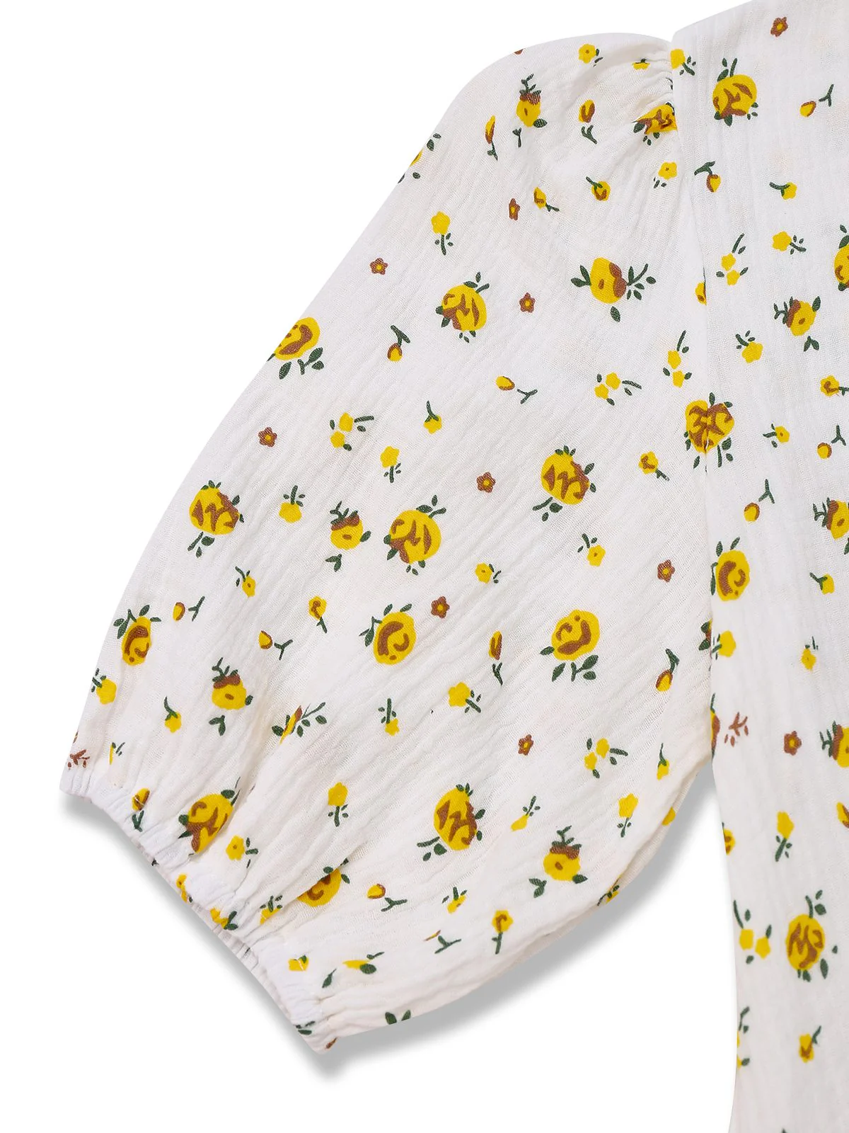 White 1940s Ditsy Floral Cotton Wrap Dress - Image 5