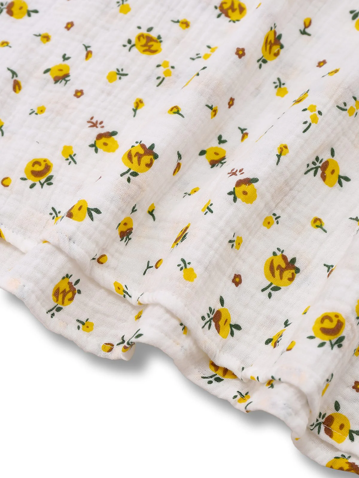 White 1940s Ditsy Floral Cotton Wrap Dress - Image 6