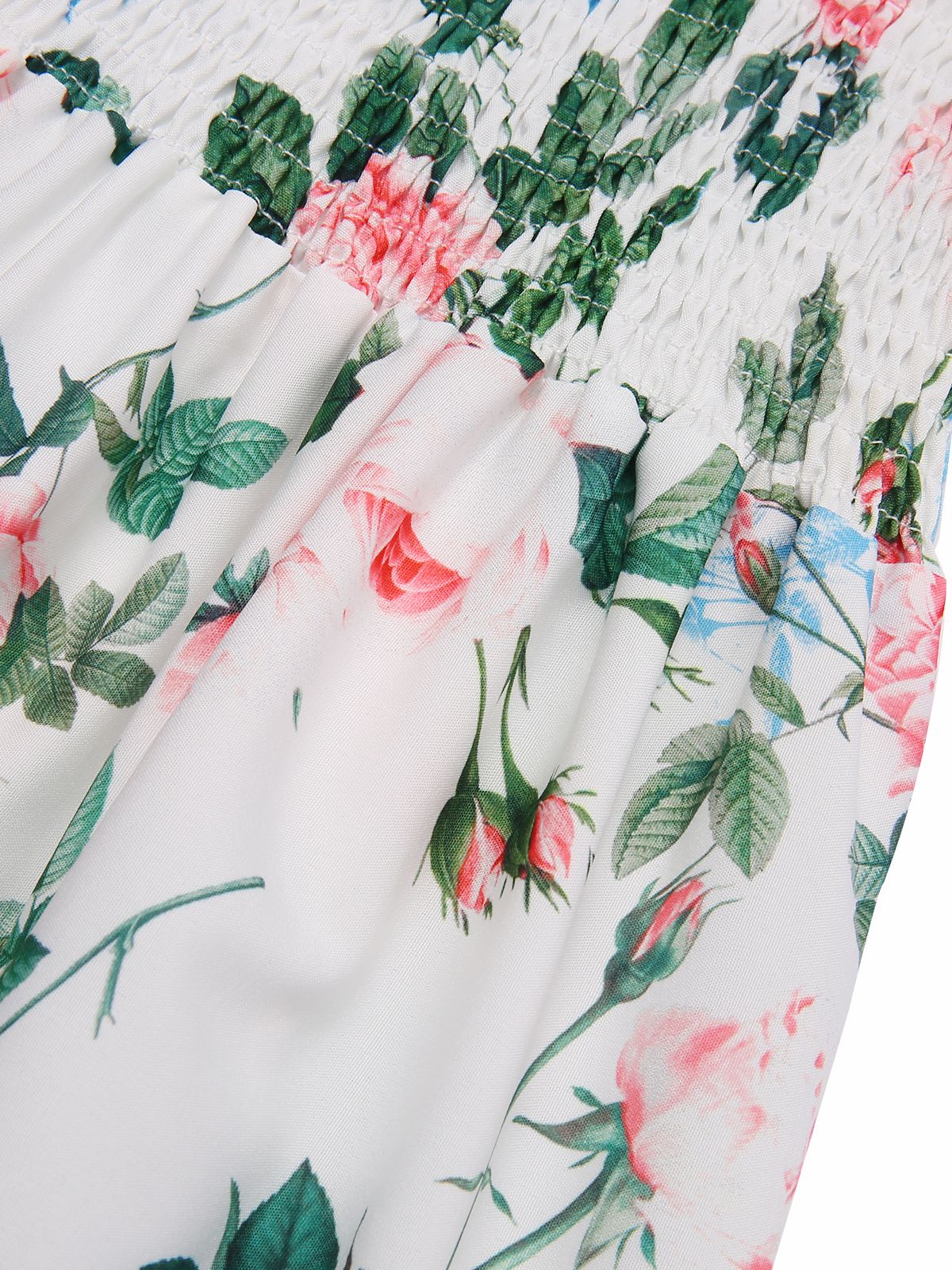 White 1940s Floral Pleated Belt Dress - Image 4