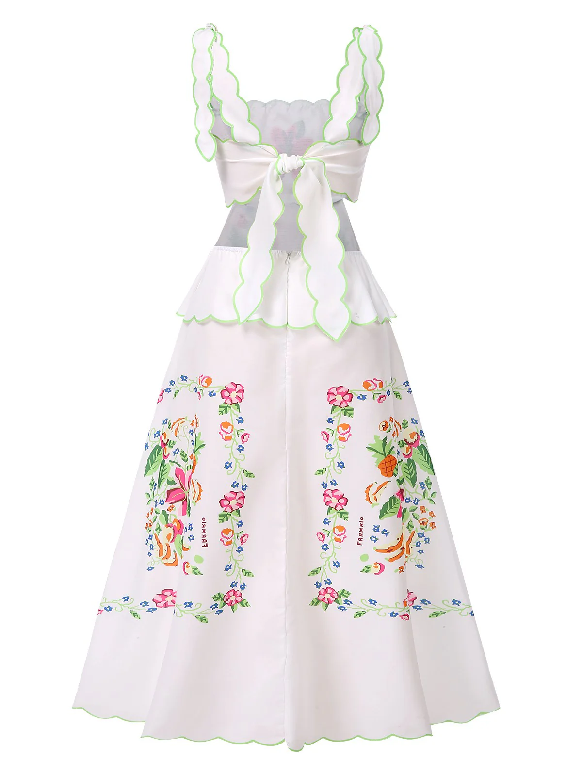 White 1940s Floral Print Tie Back Dress - Image 2