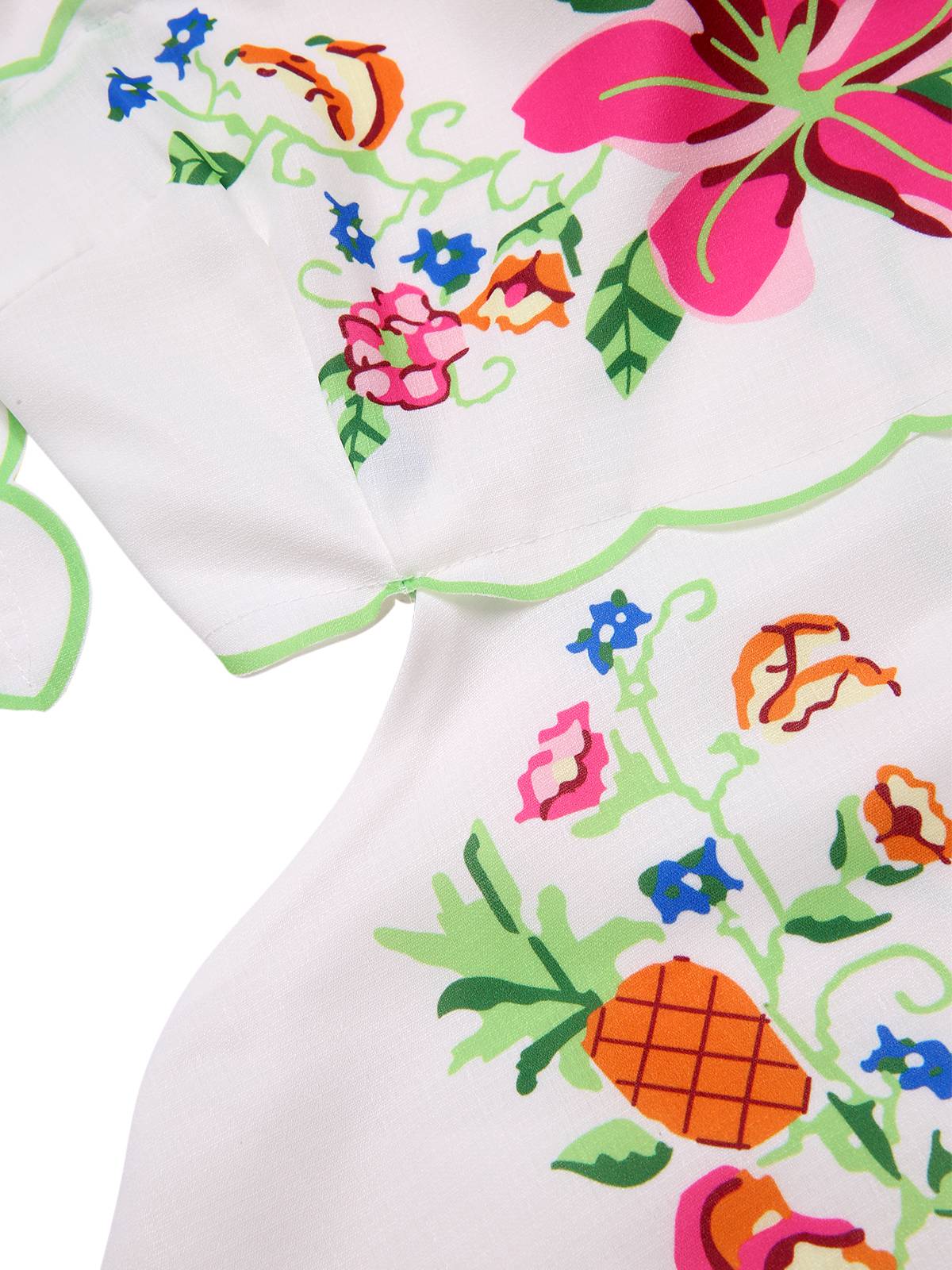 White 1940s Floral Print Tie Back Dress - Image 3