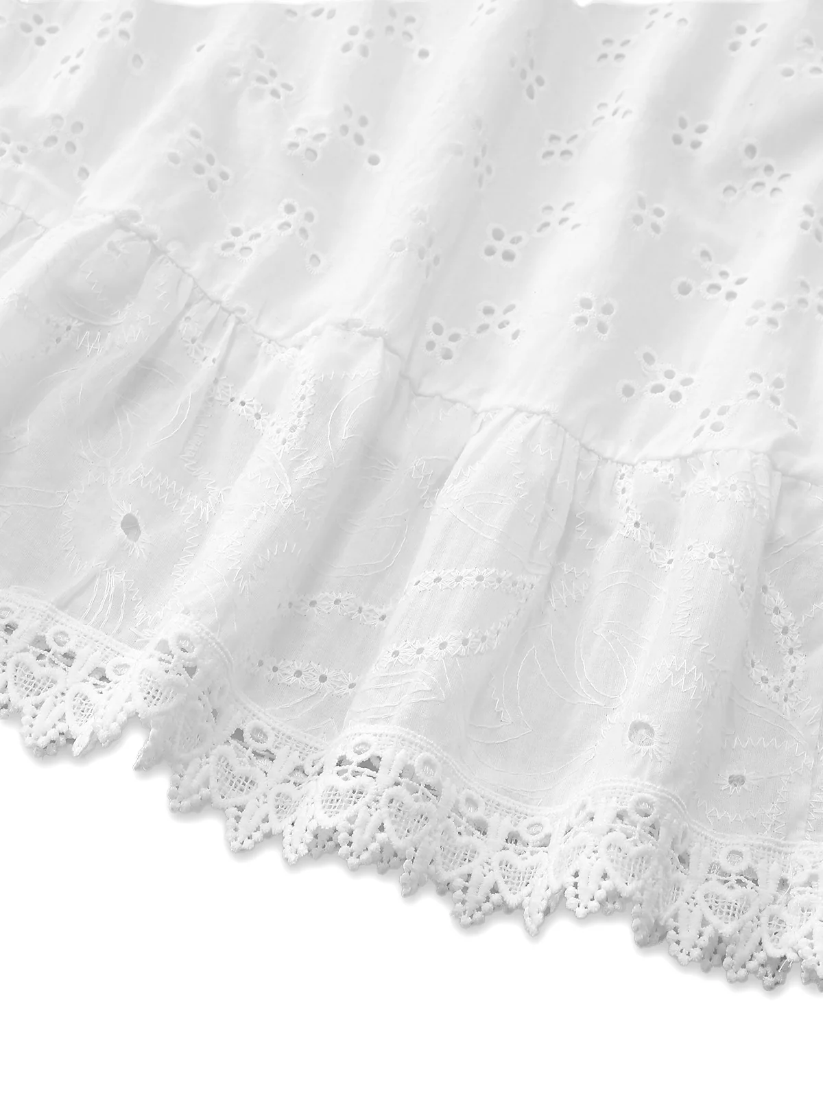 White 1940s Hollow Tassel Embroidered Cover-Up Dress - Image 6