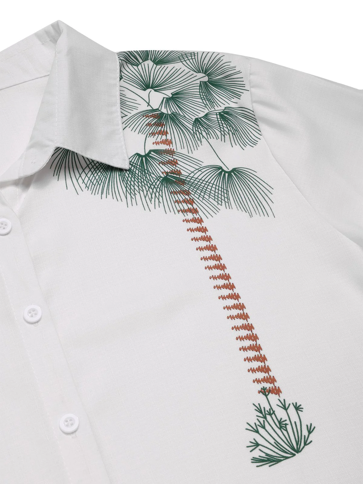 White 1940s Lapel Palm Trees Blouse - Image 3