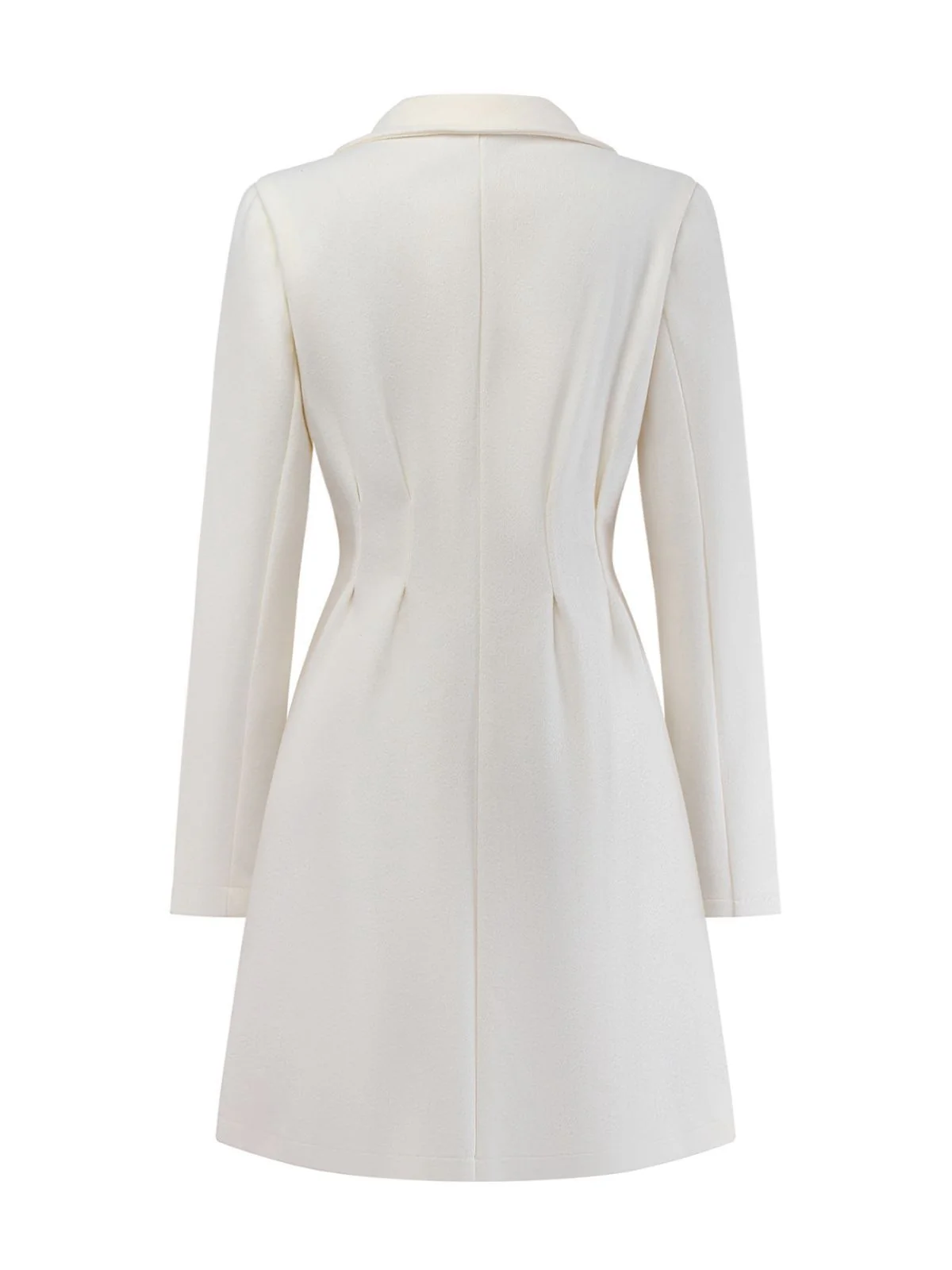 White 1940s Pearl Button Faux-Wool Coat - Image 3