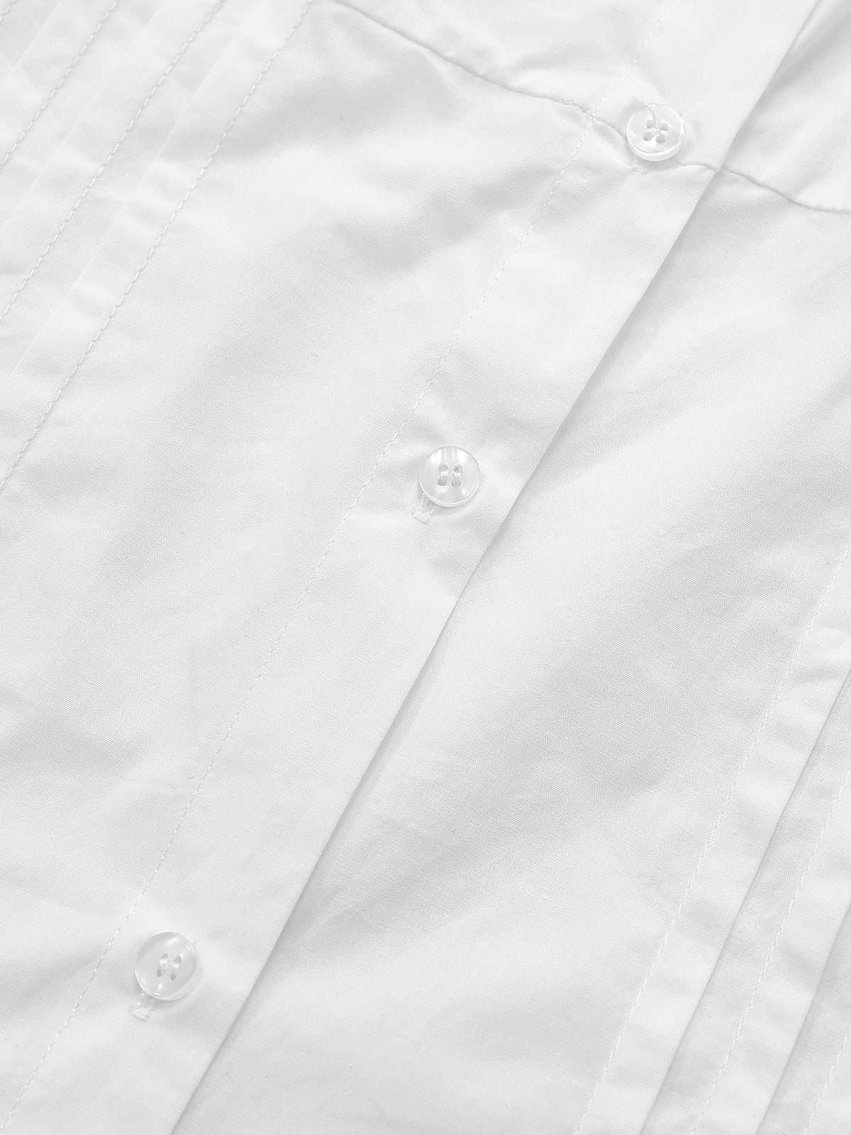 White 1940s Round Neck Fitted Waist Solid Blouse - Image 6