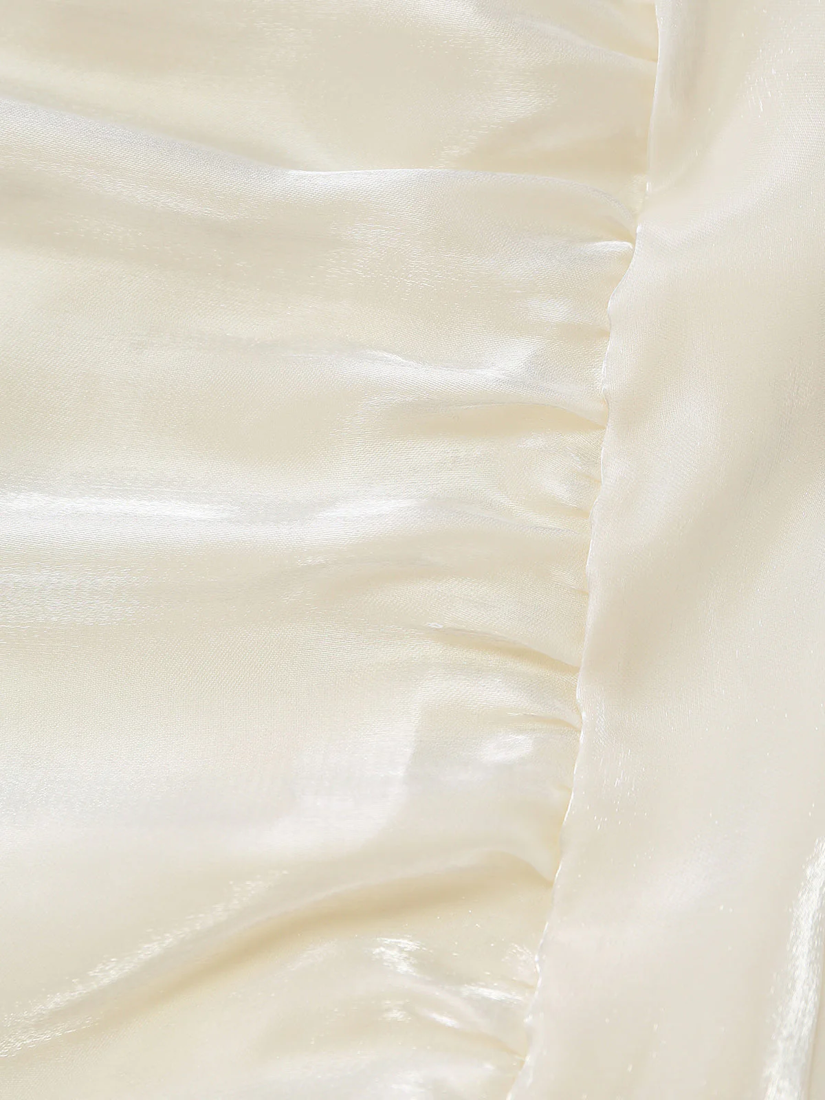 White 1940s Satin Tiered Spaghetti Strap Ruched Dress - Image 5