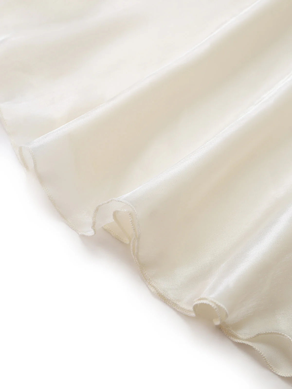 White 1940s Satin Tiered Spaghetti Strap Ruched Dress - Image 6