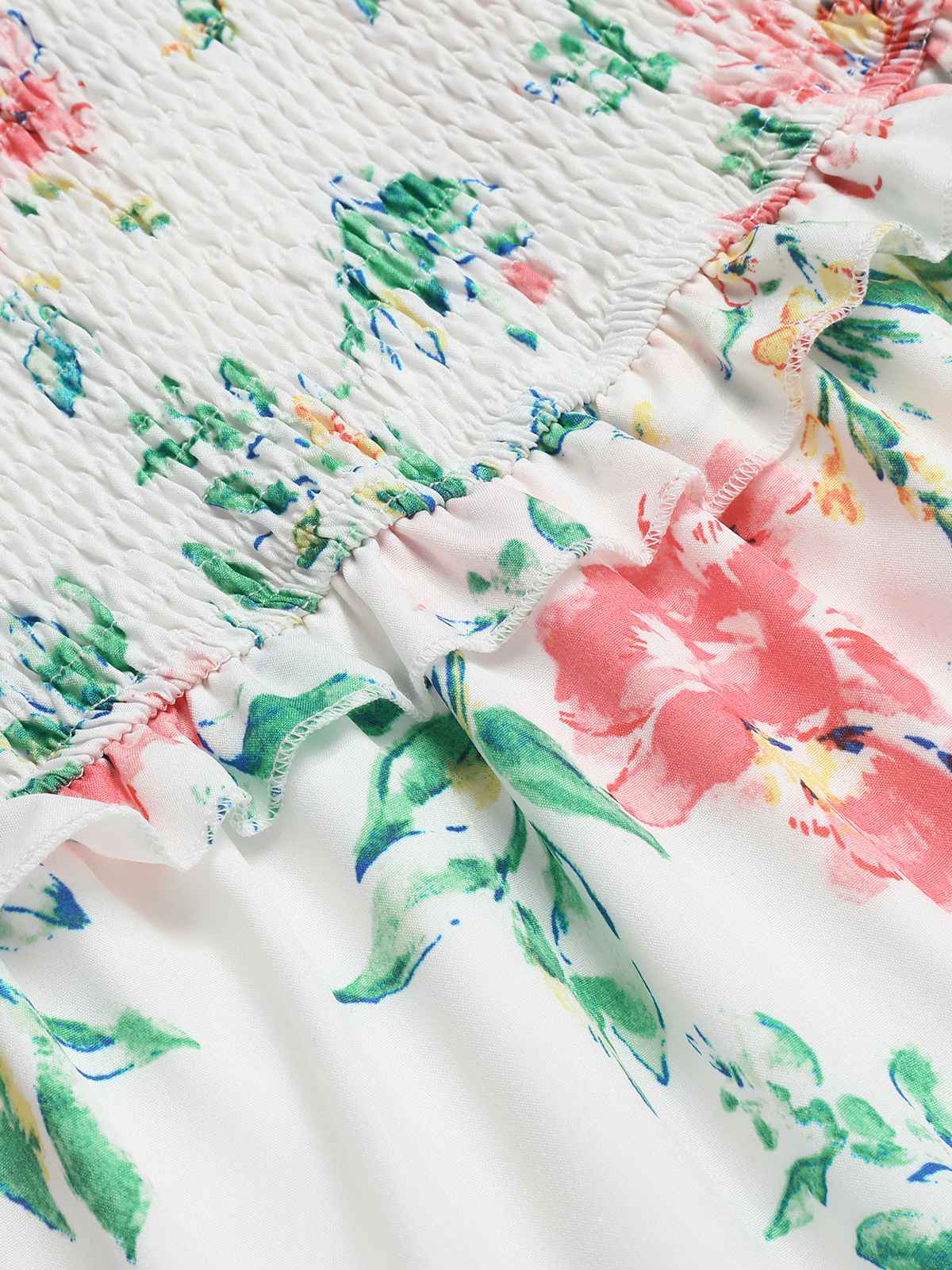 White 1940s Sleeveless Floral Ruffles Dress - Image 6