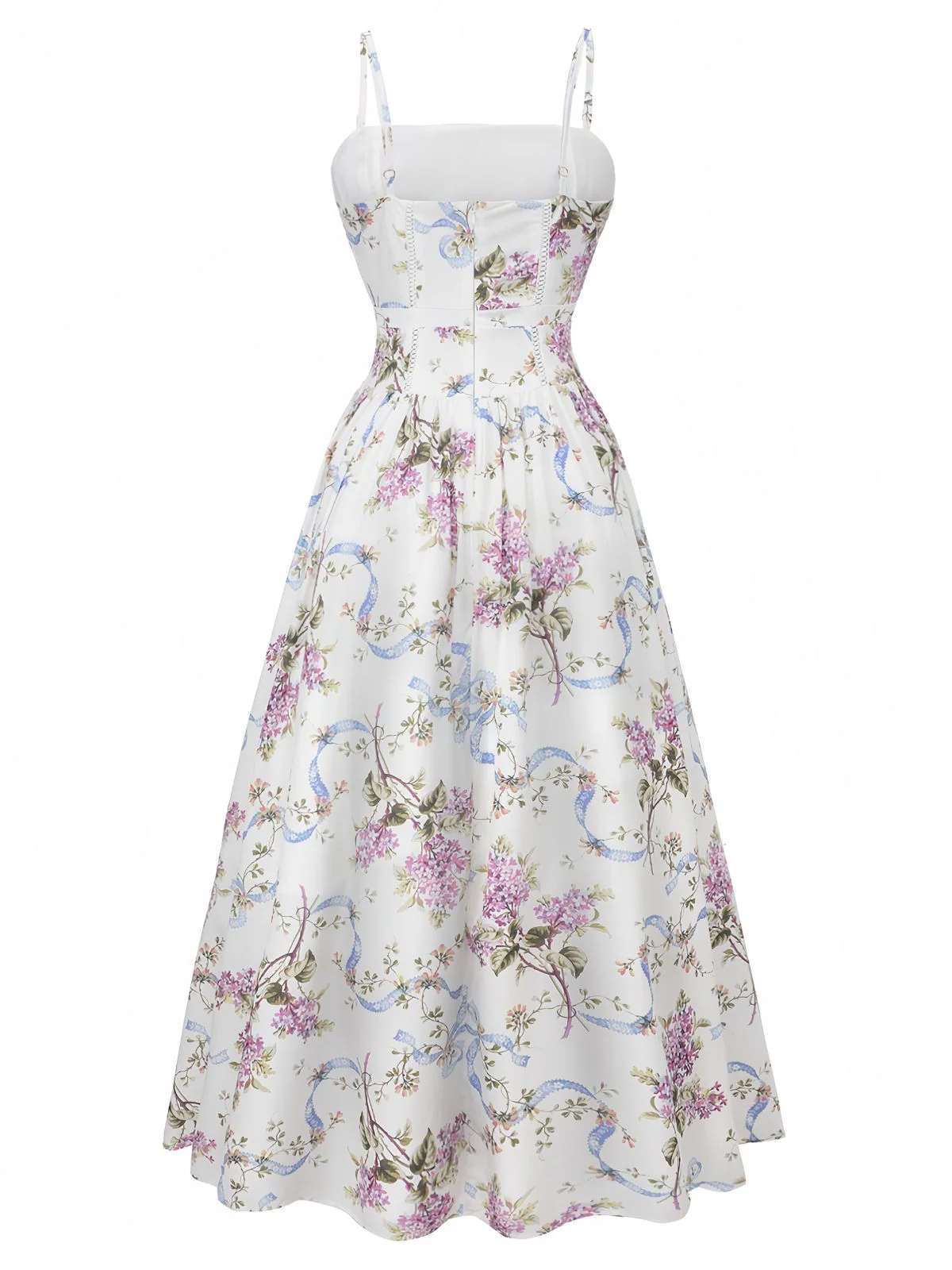 White 1940s Slip Floral Corset Tea Dress - Image 3