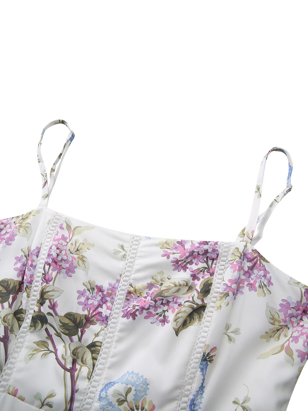 White 1940s Slip Floral Corset Tea Dress - Image 4