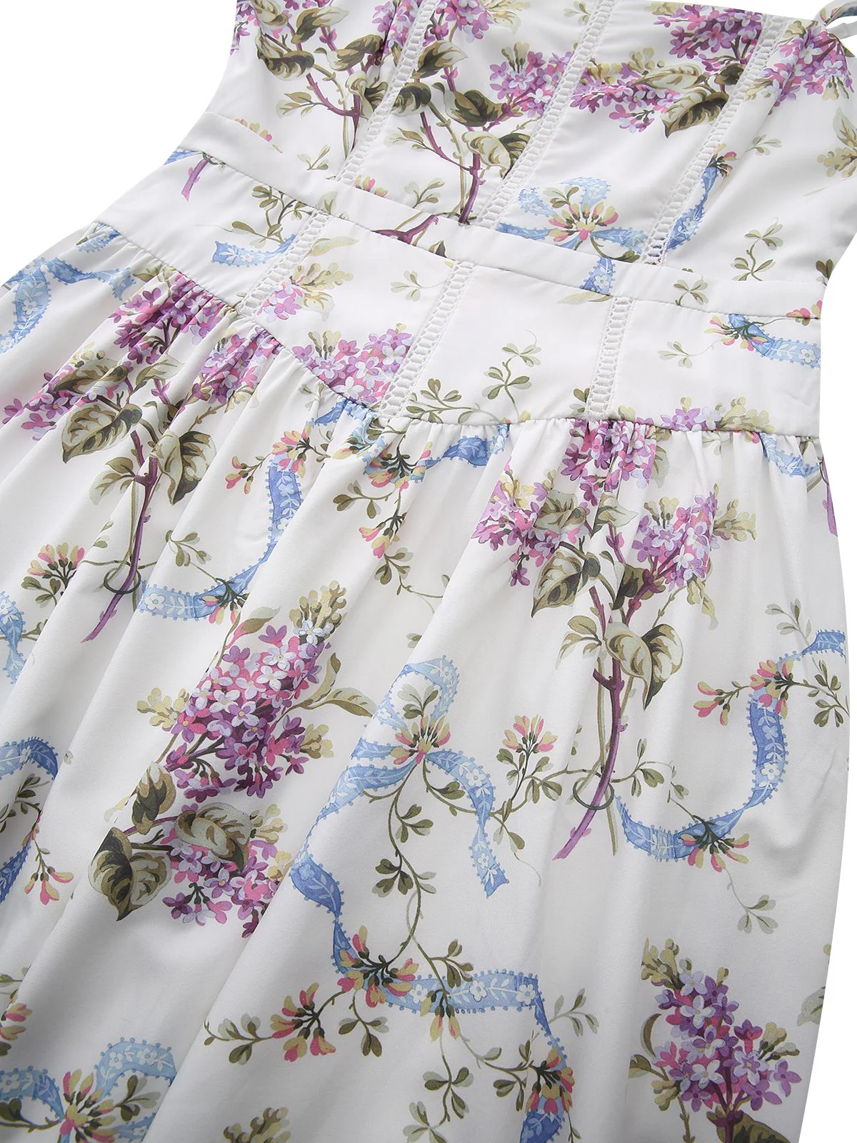 White 1940s Slip Floral Corset Tea Dress - Image 5