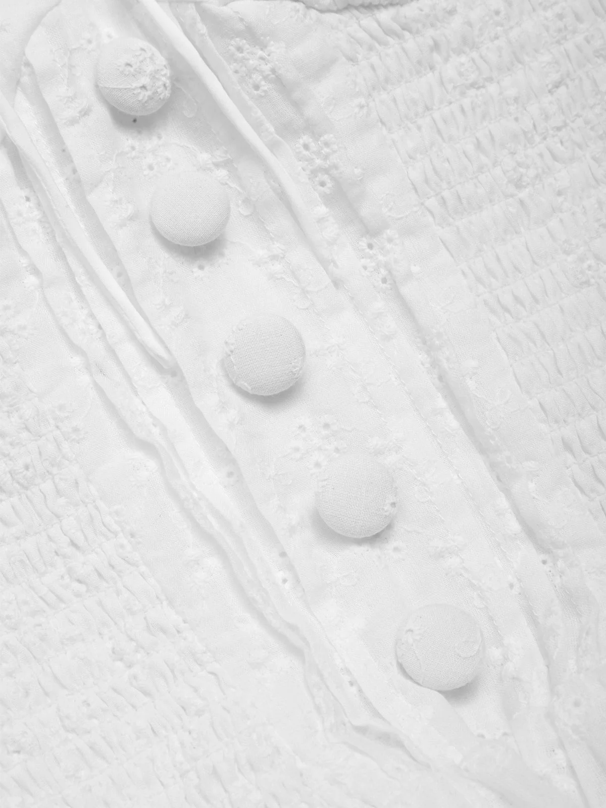 White 1940s Solid Cotton Embroidered Lace Dress - Image 11