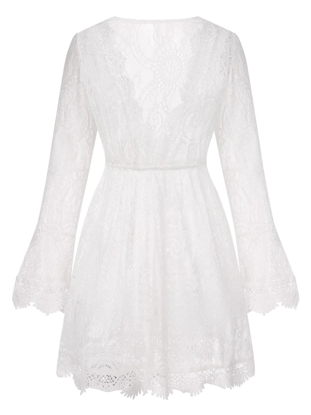 White 1940s Solid Lace Beach Cover Up - Image 2