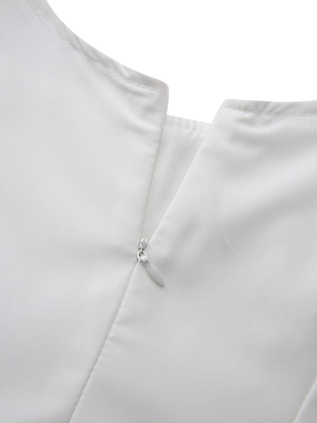 White 1940s Solid Lace-Up Button Dress - Image 7
