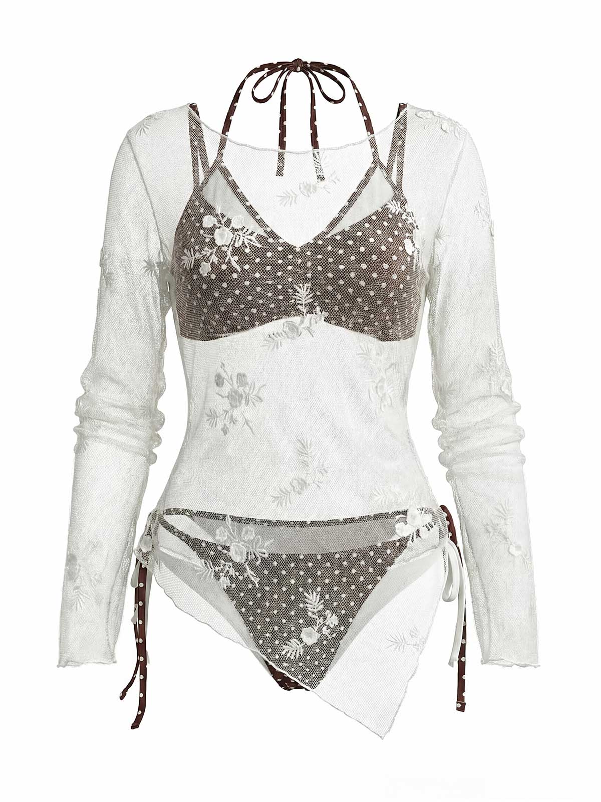 [Pre-Sale] White 1950s 3D Floral Embroidery Mesh Cover-up - Image 2