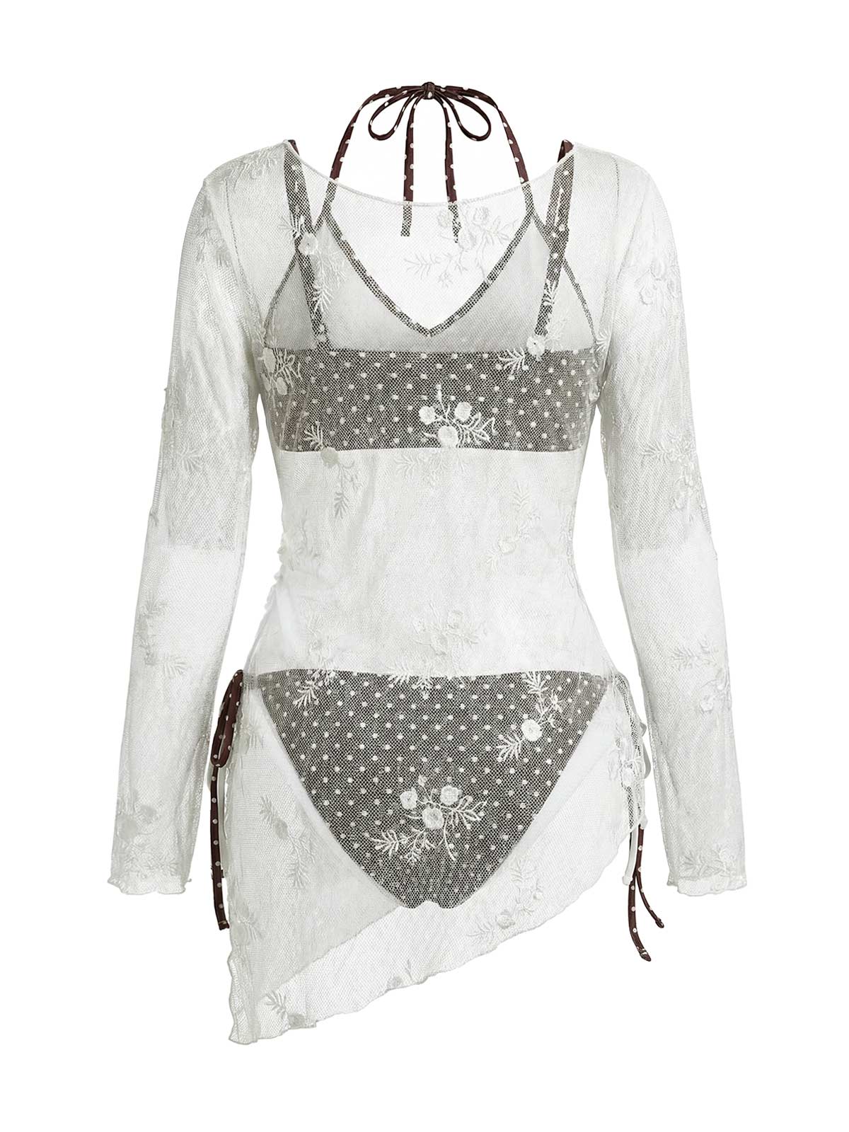 [Pre-Sale] White 1950s 3D Floral Embroidery Mesh Cover-up - Image 4